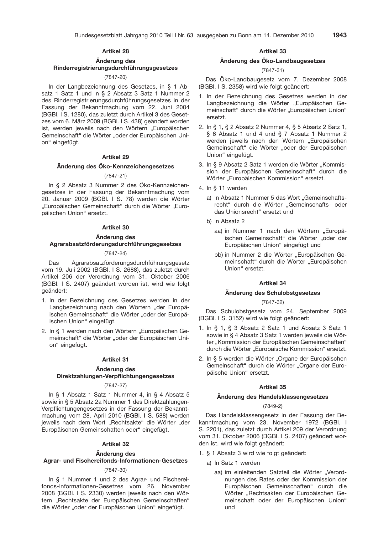 BGBl. 2010, Seite 1943 — Originalseite als Abbildung