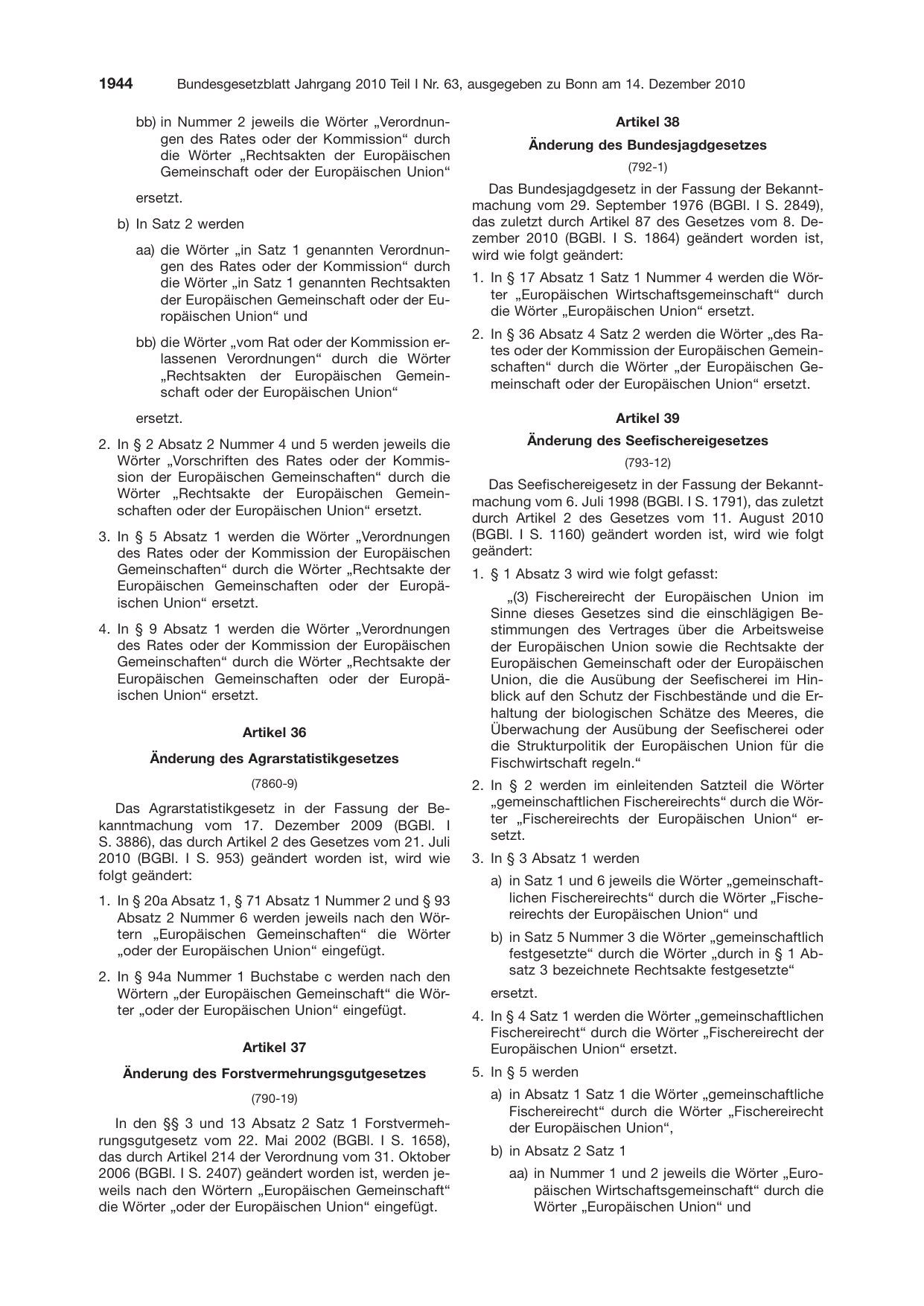 BGBl. 2010, Seite 1944 — Originalseite als Abbildung
