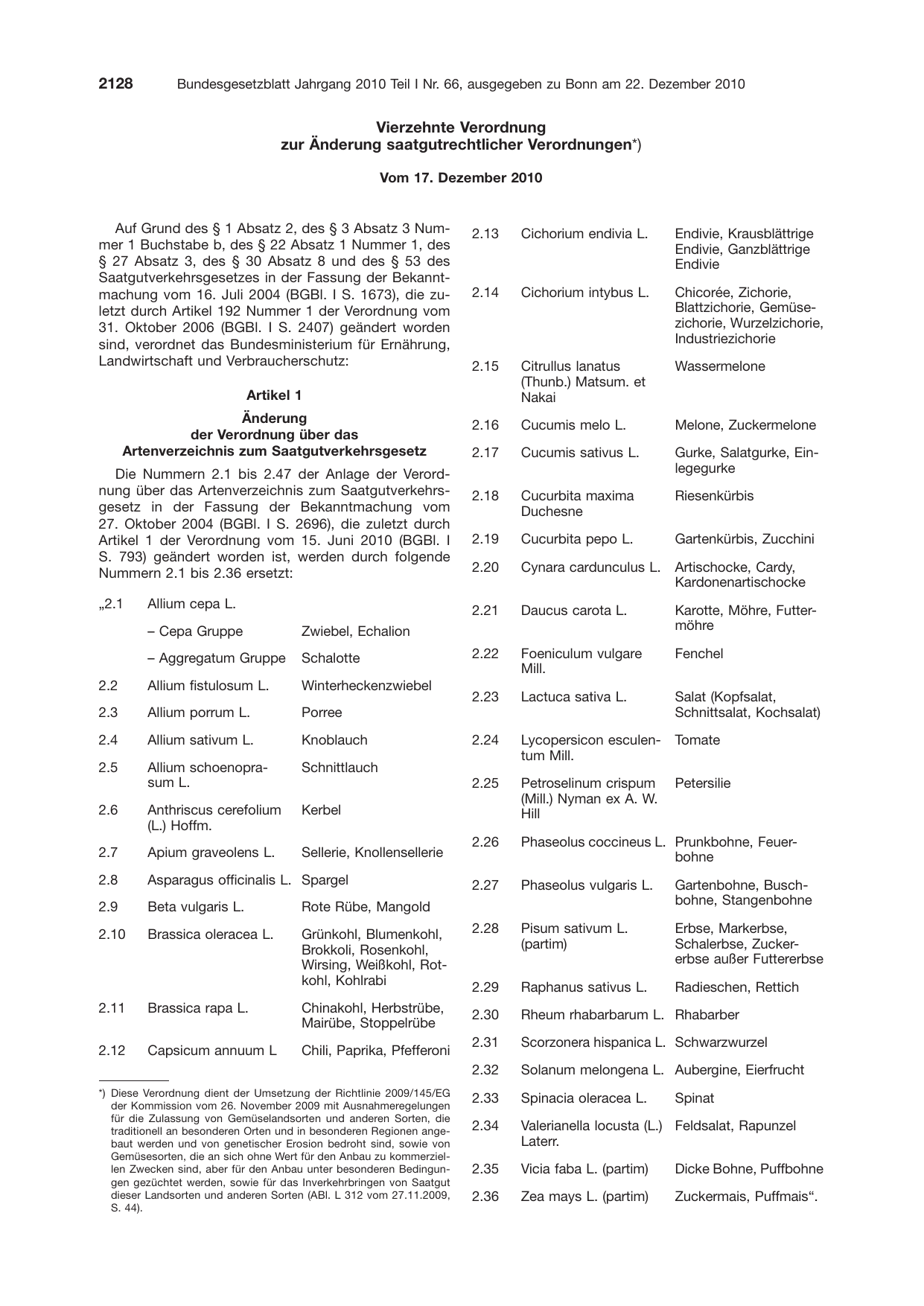 BGBl. 2010, Seite 2128 — Originalseite als Abbildung