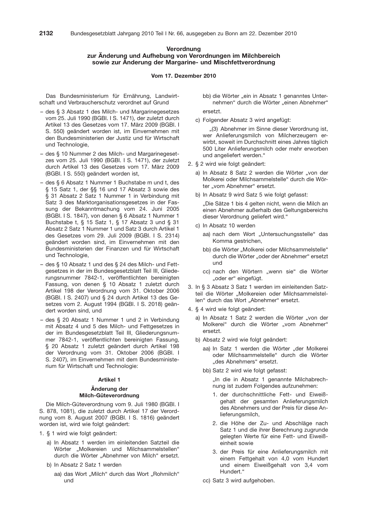 BGBl. 2010, Seite 2132 — Originalseite als Abbildung