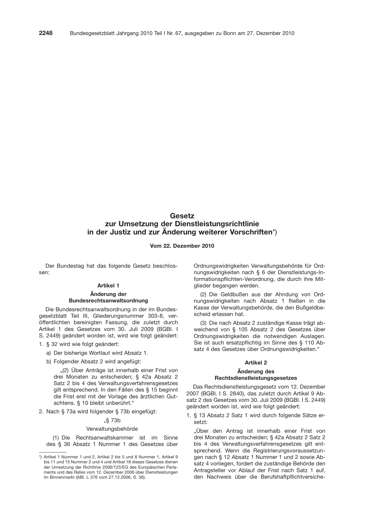 BGBl. 2010, Seite 2248 — Originalseite als Abbildung