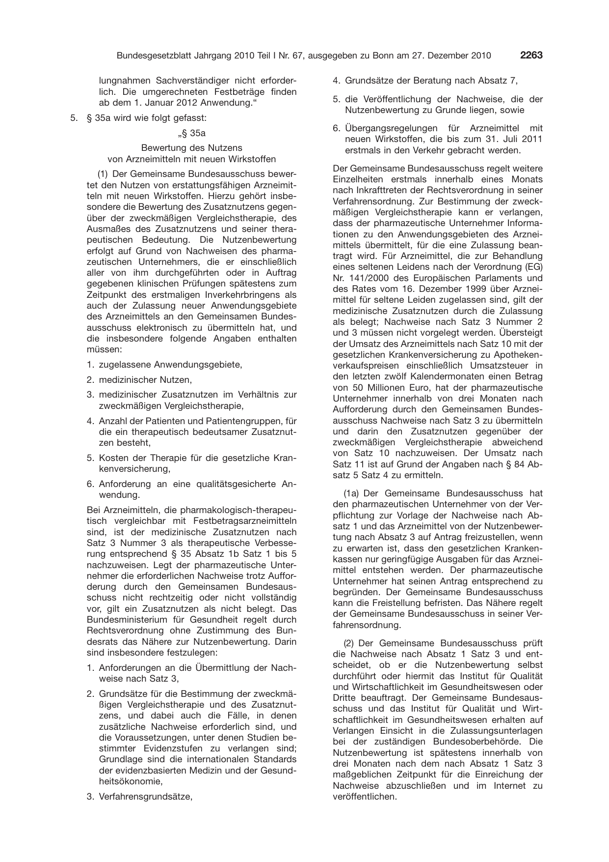 BGBl. 2010, Seite 2263 — Originalseite als Abbildung