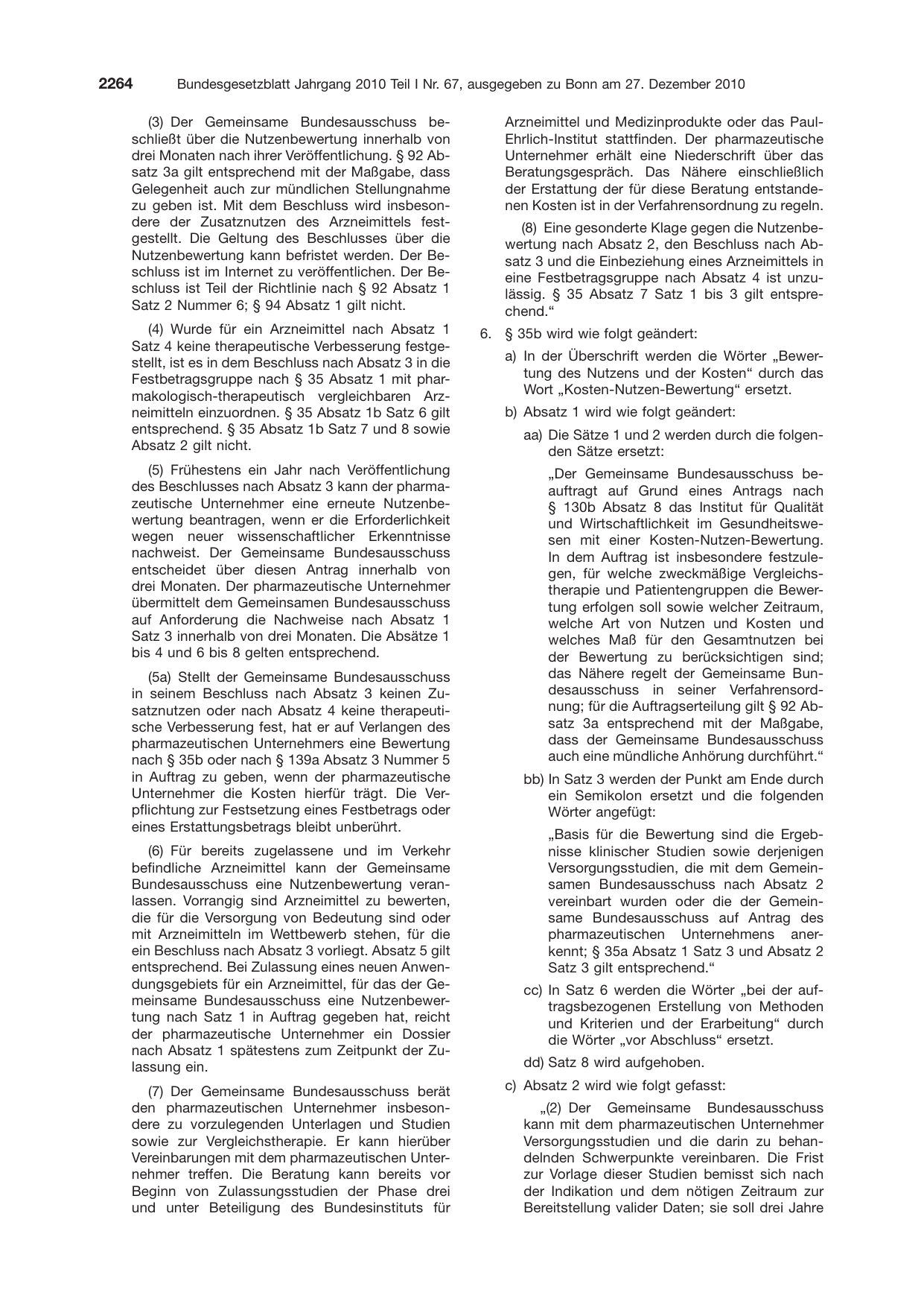 BGBl. 2010, Seite 2264 — Originalseite als Abbildung