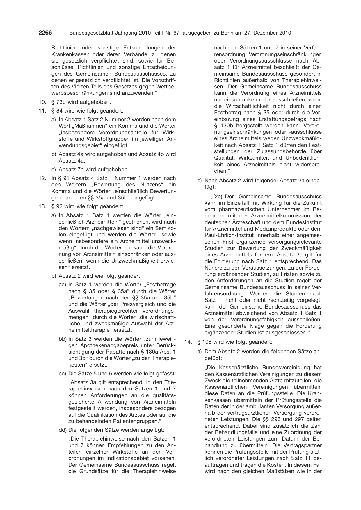 BGBl. 2010, Seite 2266 — Originalseite als Abbildung