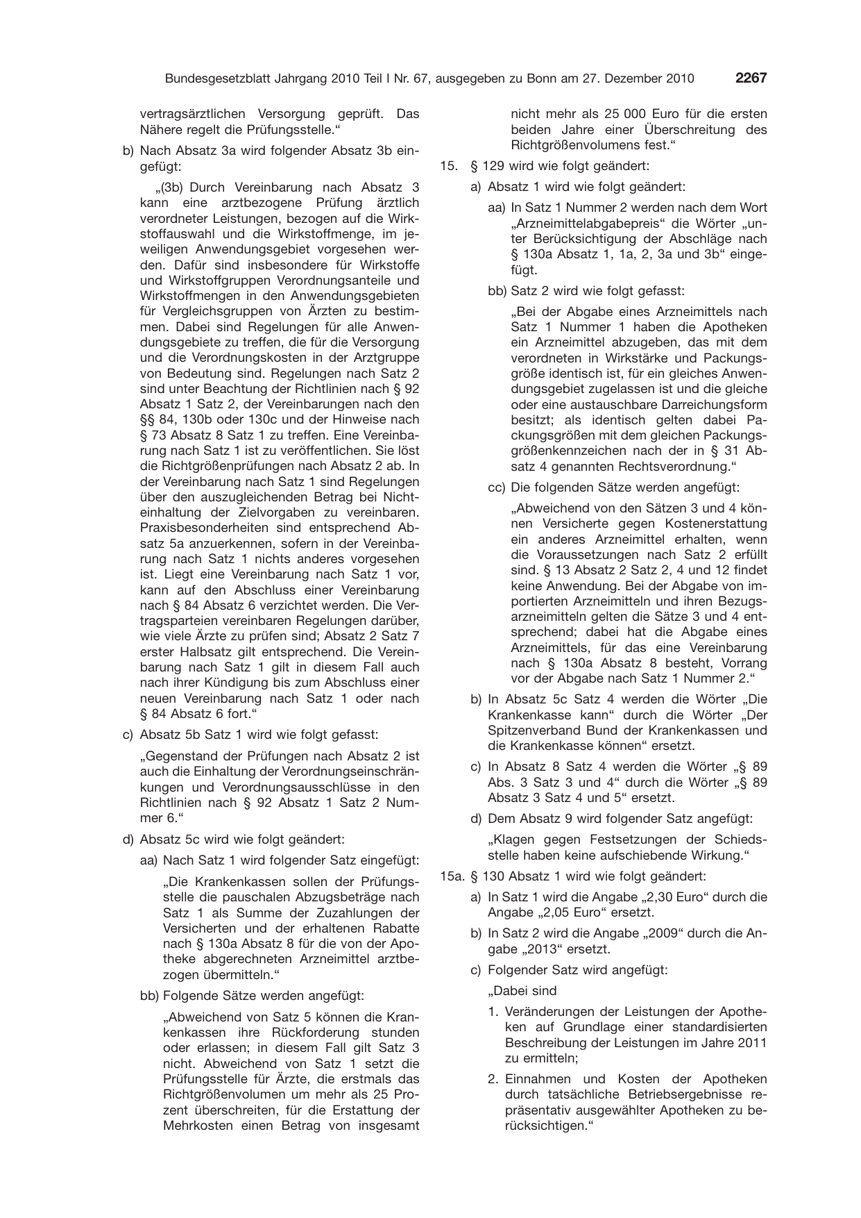 BGBl. 2010, Seite 2267 — Originalseite als Abbildung