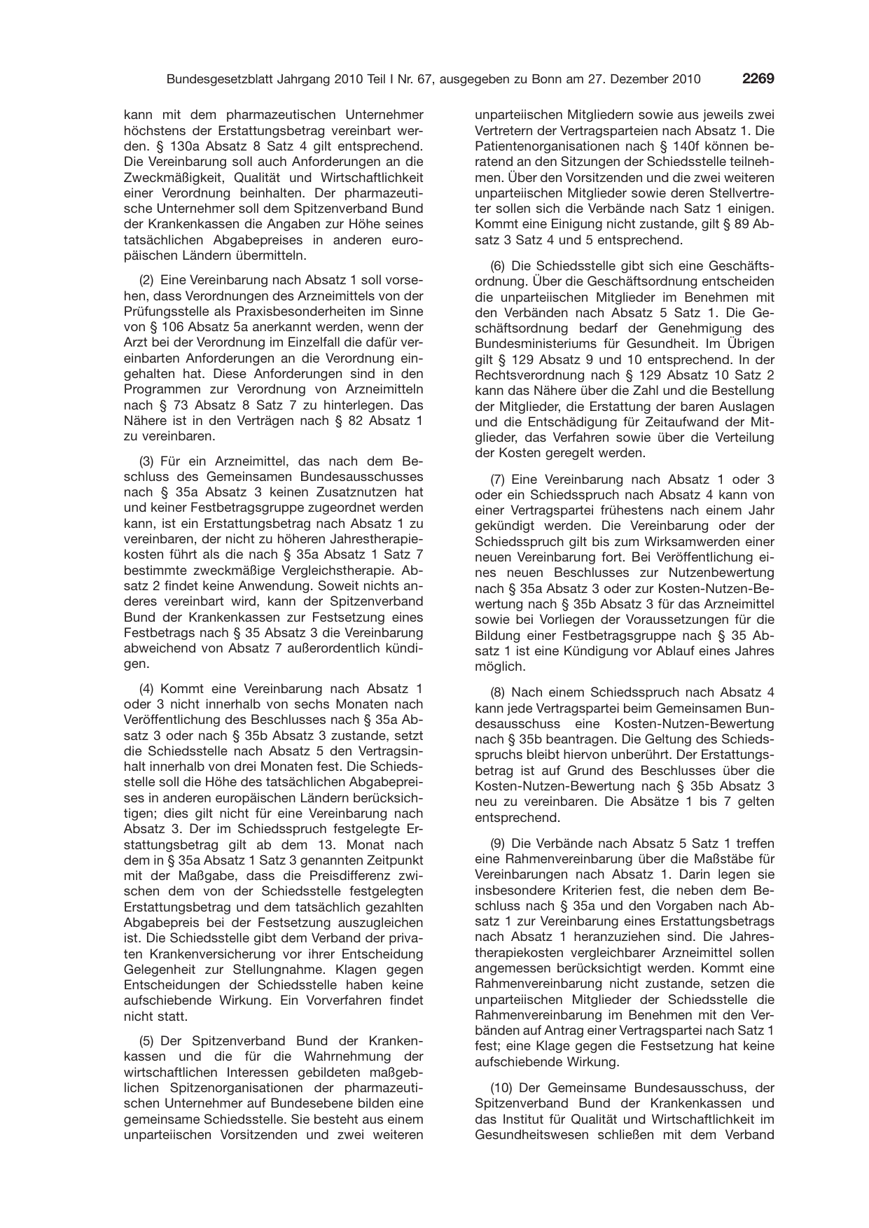 BGBl. 2010, Seite 2269 — Originalseite als Abbildung