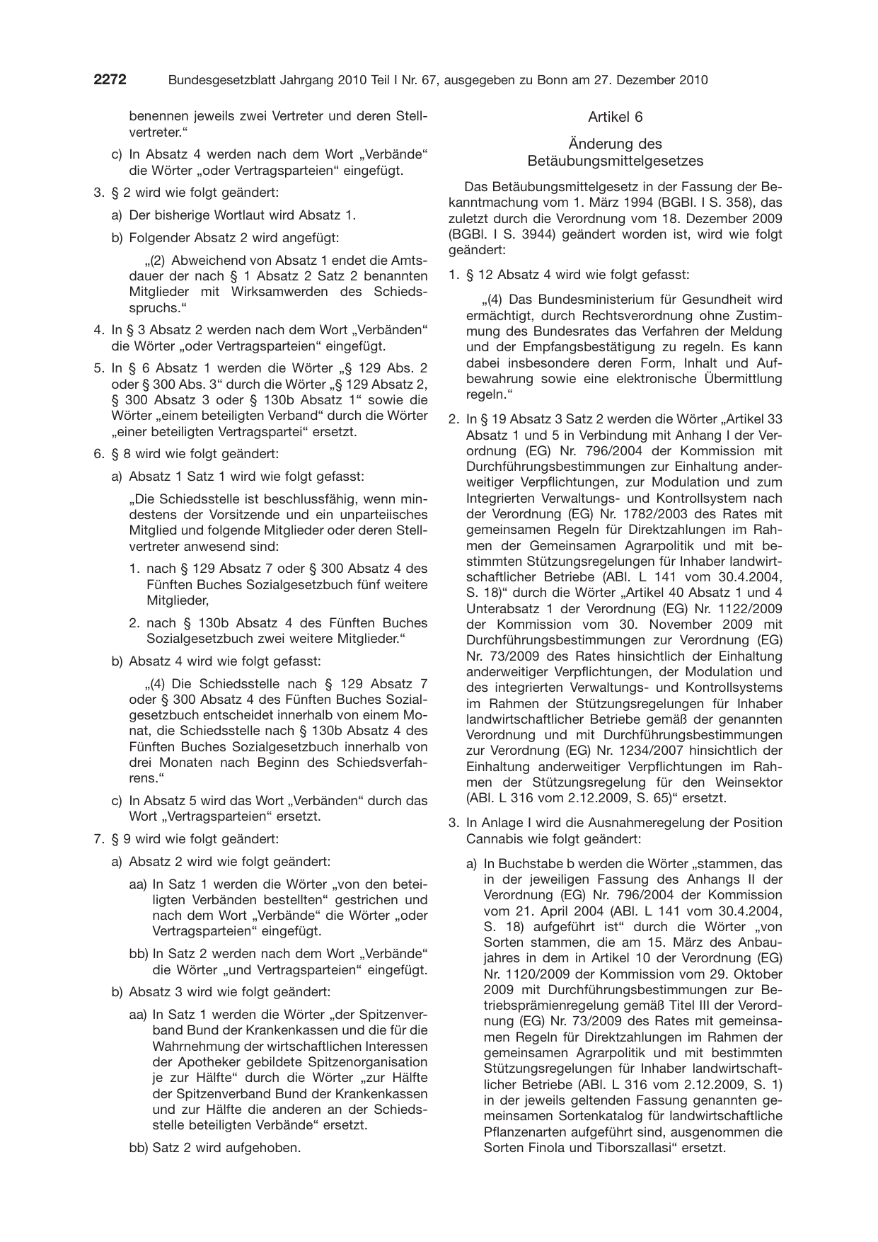 BGBl. 2010, Seite 2272 — Originalseite als Abbildung