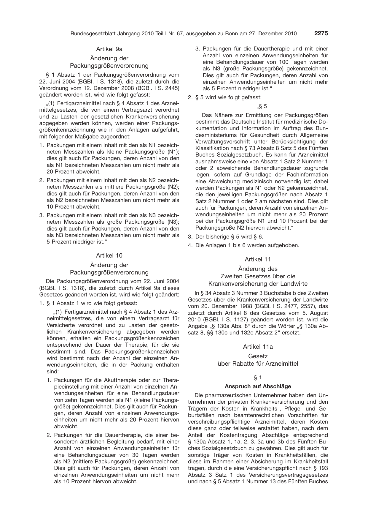 BGBl. 2010, Seite 2275 — Originalseite als Abbildung