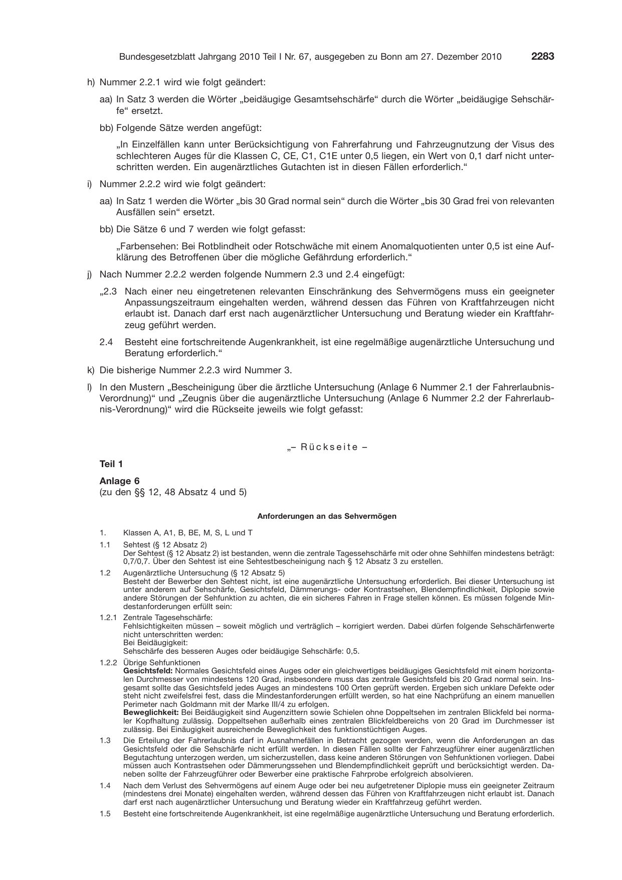 BGBl. 2010, Seite 2283 — Originalseite als Abbildung