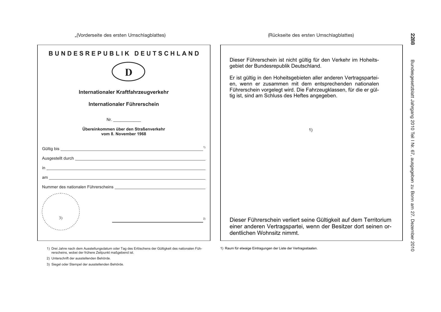 BGBl. 2010, Seite 2288 — Originalseite als Abbildung