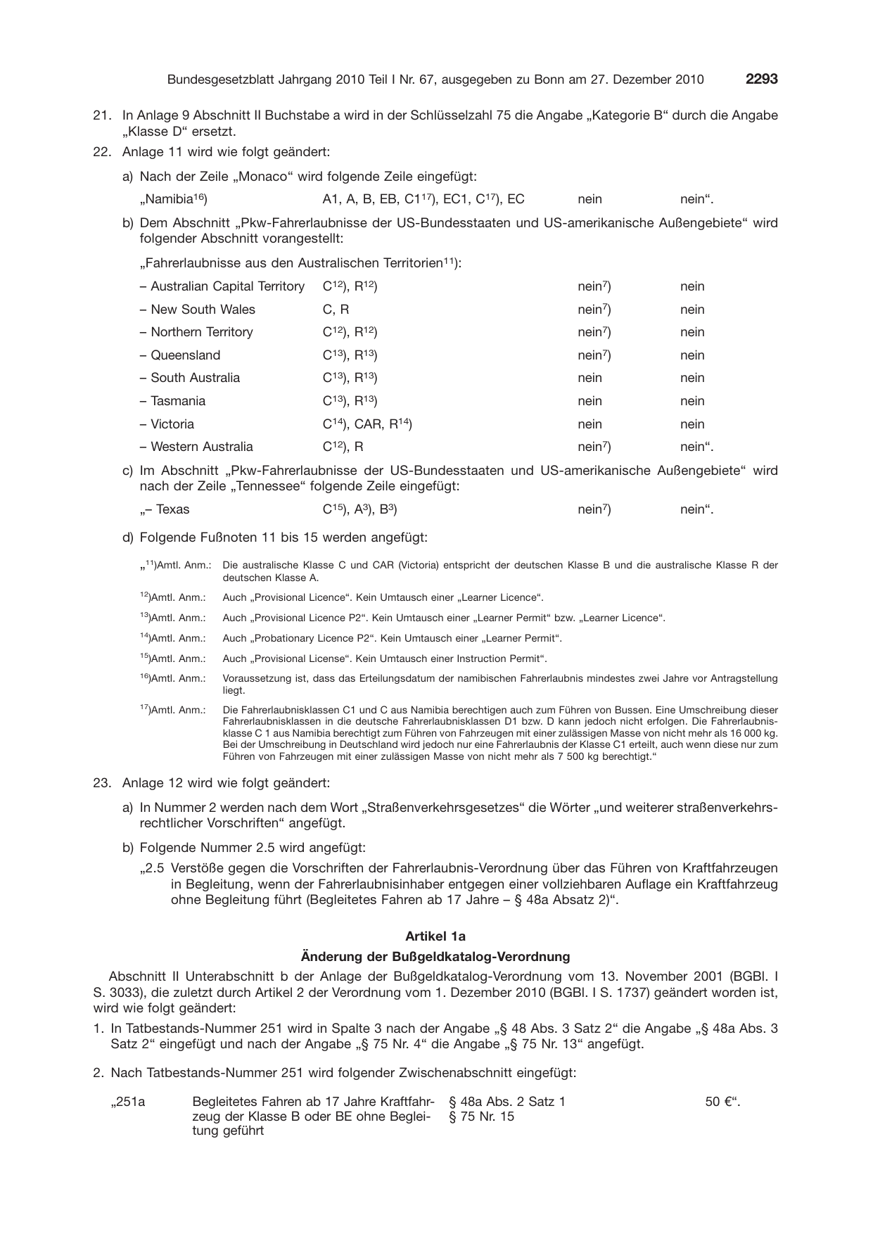 BGBl. 2010, Seite 2293 — Originalseite als Abbildung