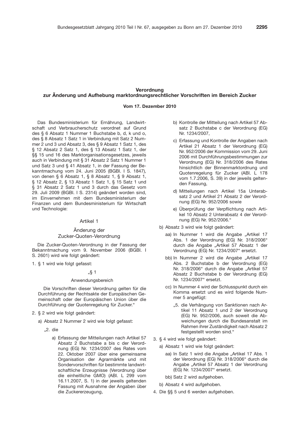 BGBl. 2010, Seite 2295 — Originalseite als Abbildung