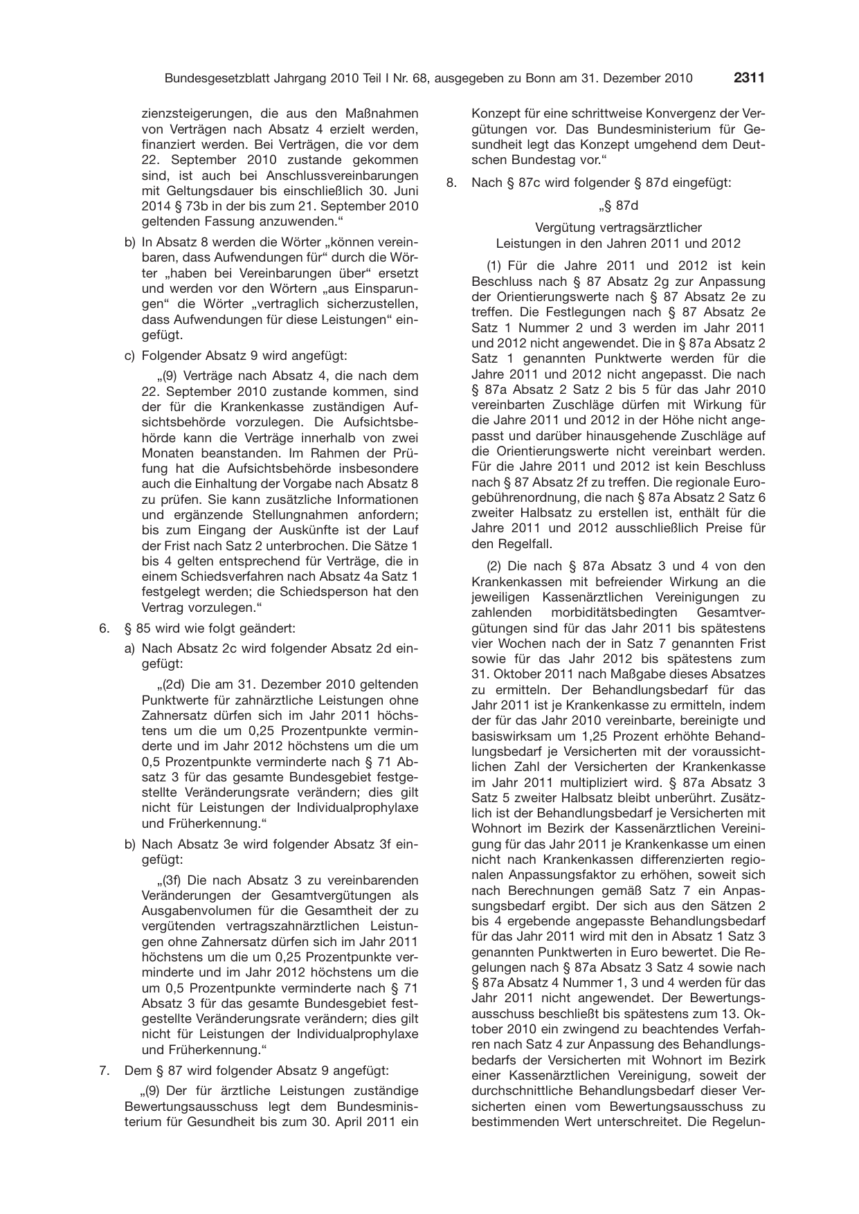 BGBl. 2010, Seite 2311 — Originalseite als Abbildung