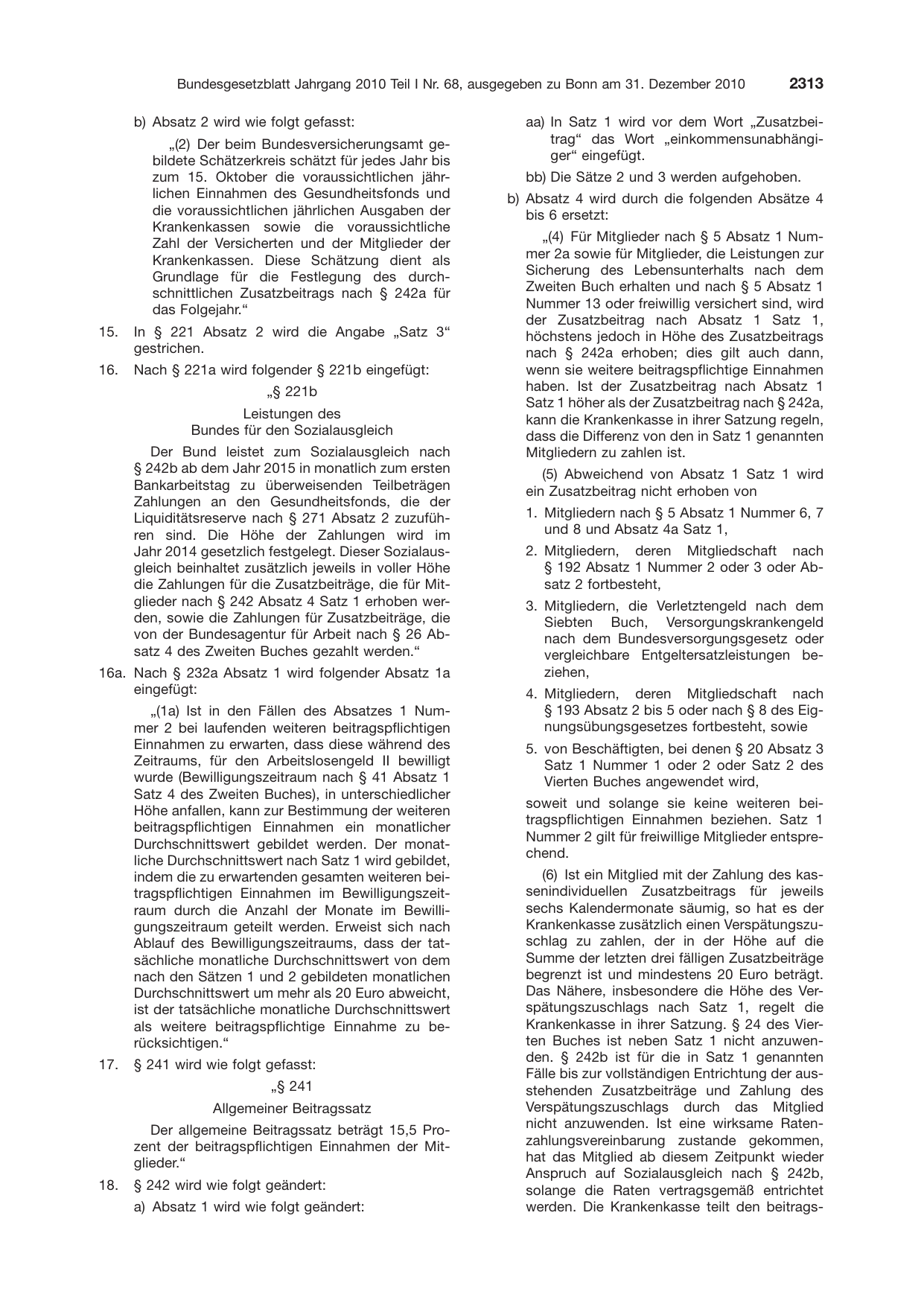 BGBl. 2010, Seite 2313 — Originalseite als Abbildung