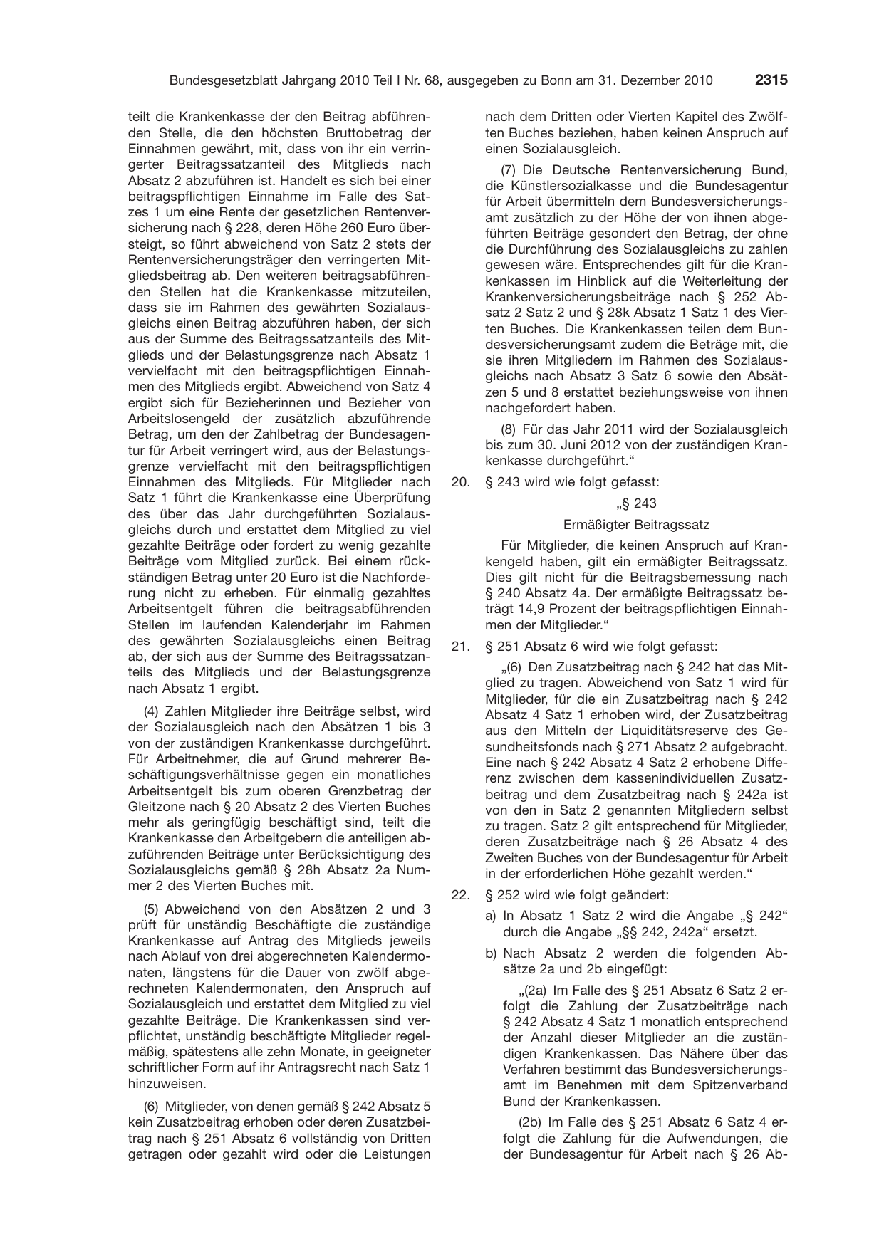 BGBl. 2010, Seite 2315 — Originalseite als Abbildung