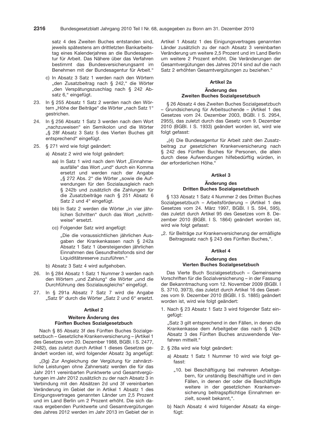 BGBl. 2010, Seite 2316 — Originalseite als Abbildung