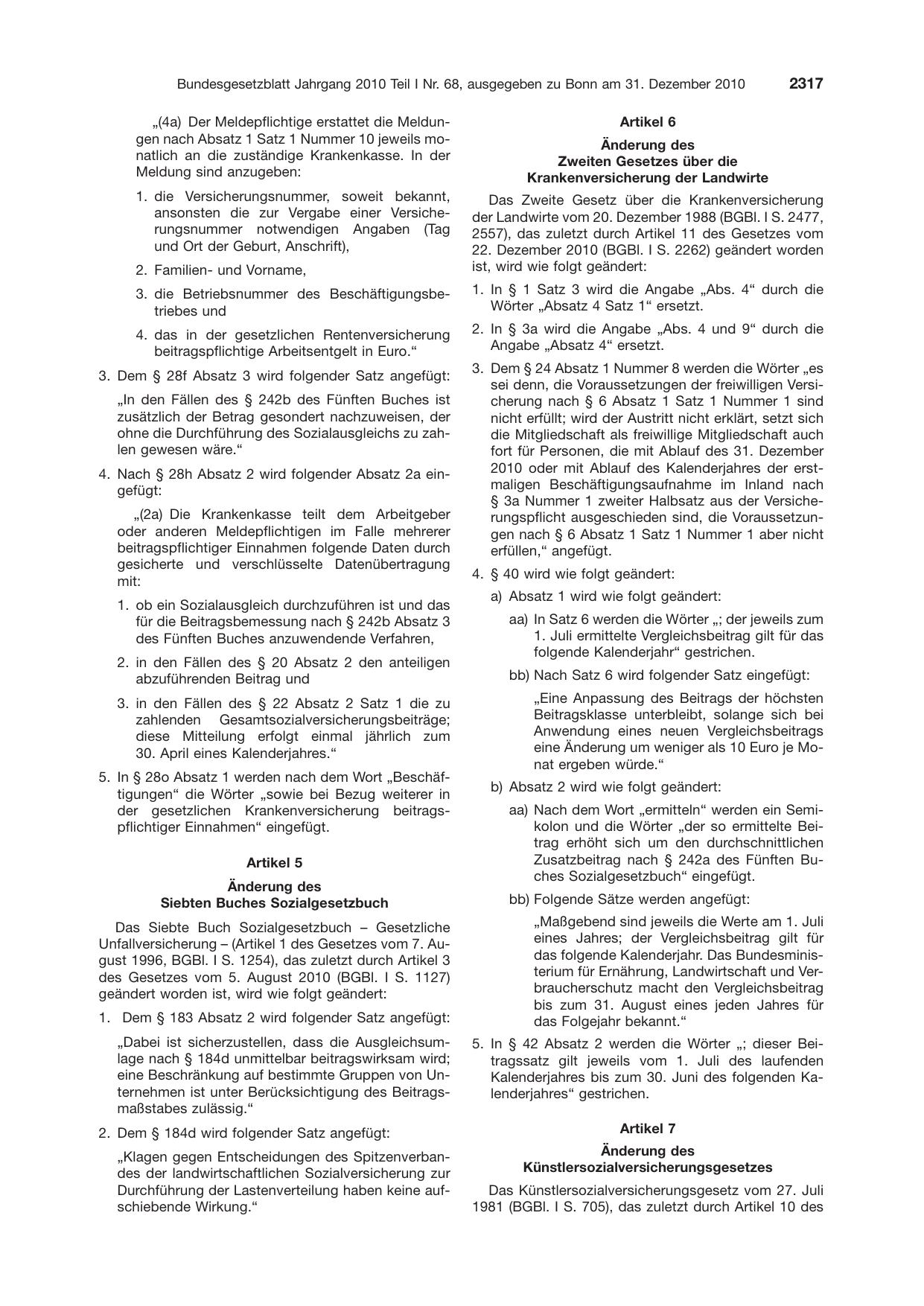 BGBl. 2010, Seite 2317 — Originalseite als Abbildung