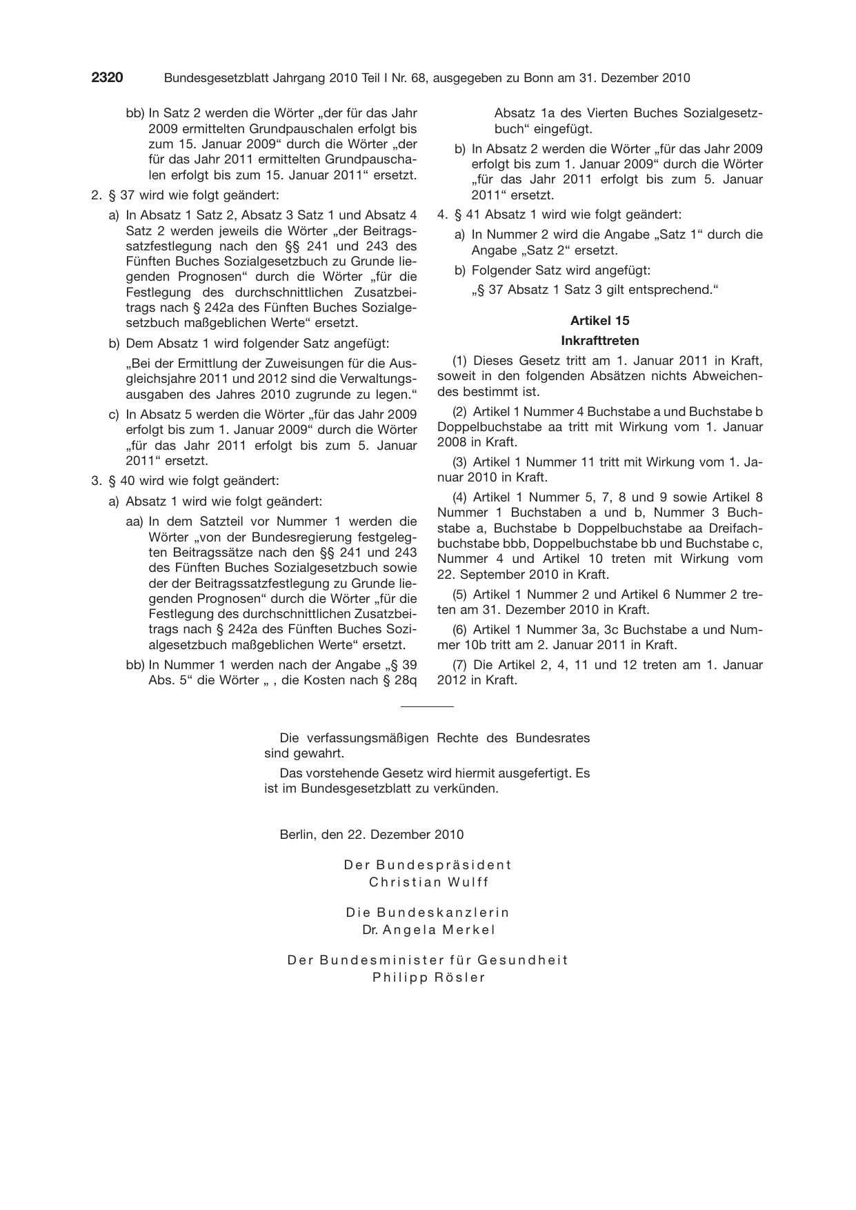 BGBl. 2010, Seite 2320 — Originalseite als Abbildung