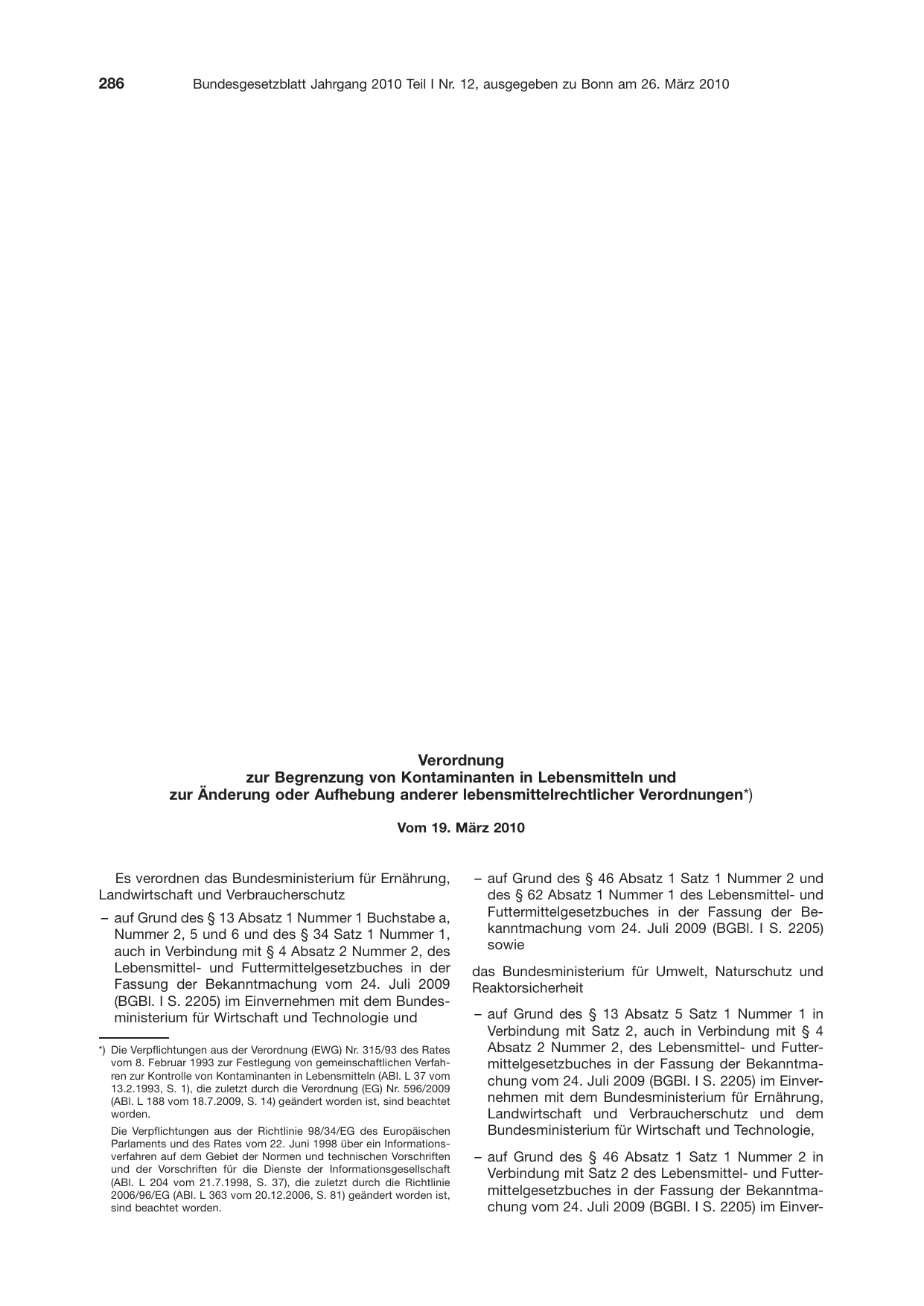 BGBl. 2010, Seite 286 — Originalseite als Abbildung