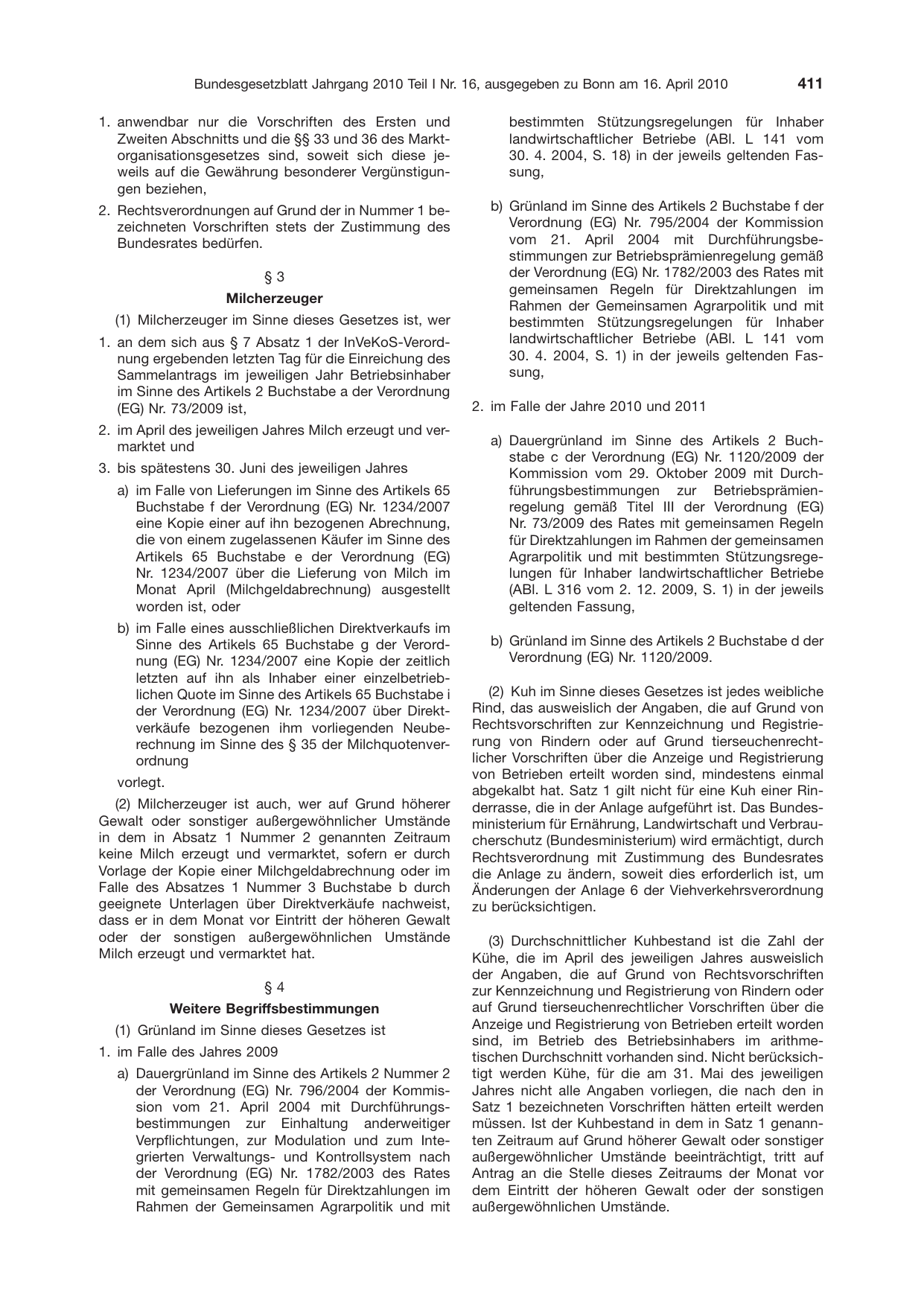 BGBl. 2010, Seite 411 — Originalseite als Abbildung