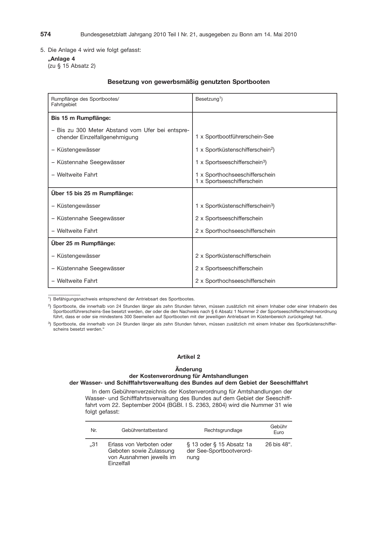 BGBl. 2010, Seite 574 — Originalseite als Abbildung