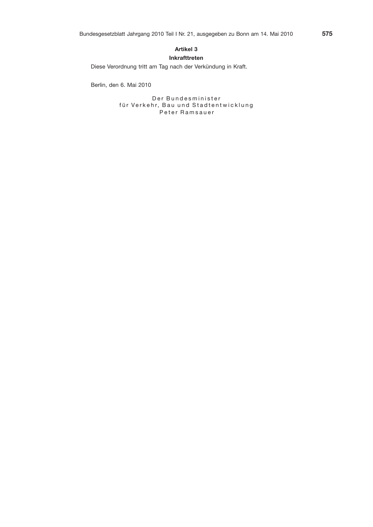 BGBl. 2010, Seite 575 — Originalseite als Abbildung