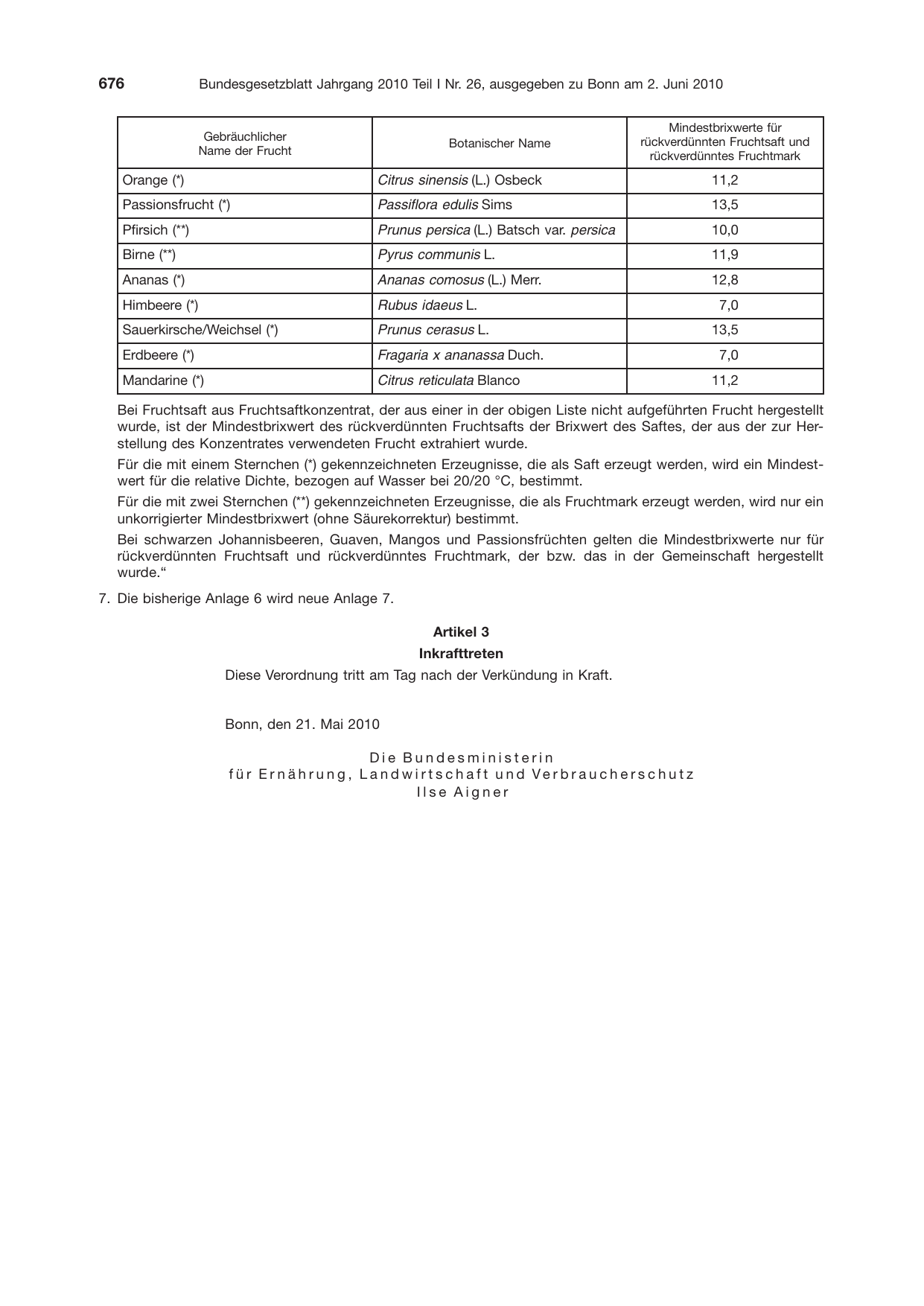BGBl. 2010, Seite 676 — Originalseite als Abbildung