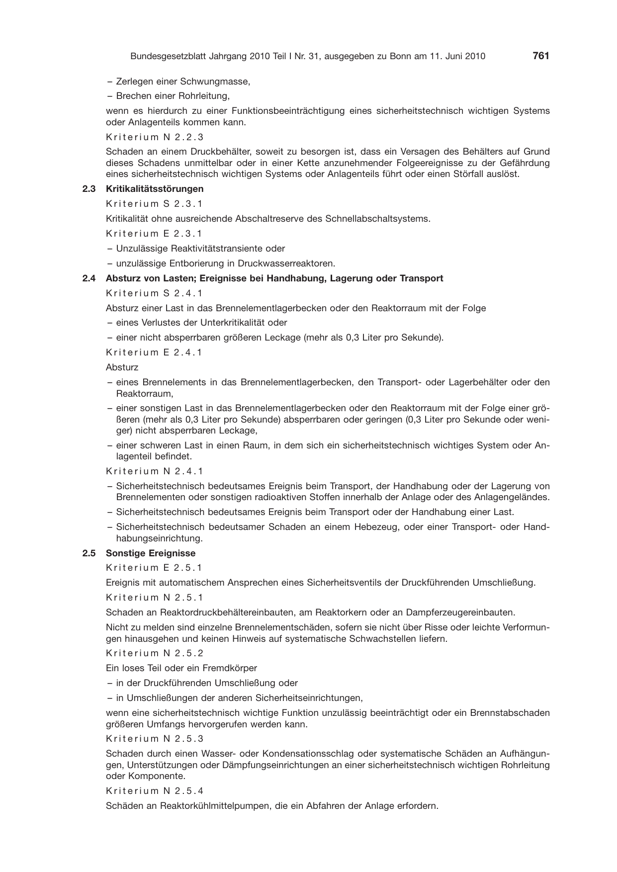 BGBl. 2010, Seite 761 — Originalseite als Abbildung