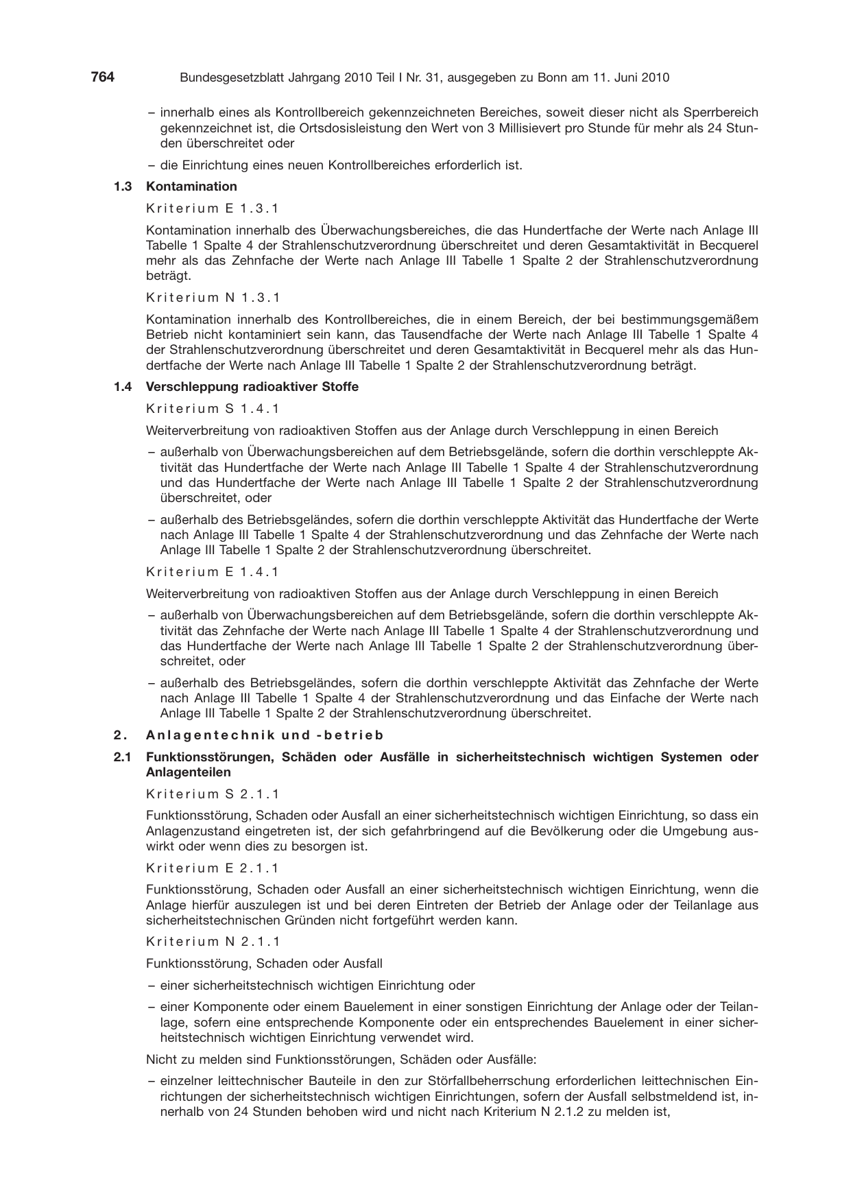 BGBl. 2010, Seite 764 — Originalseite als Abbildung
