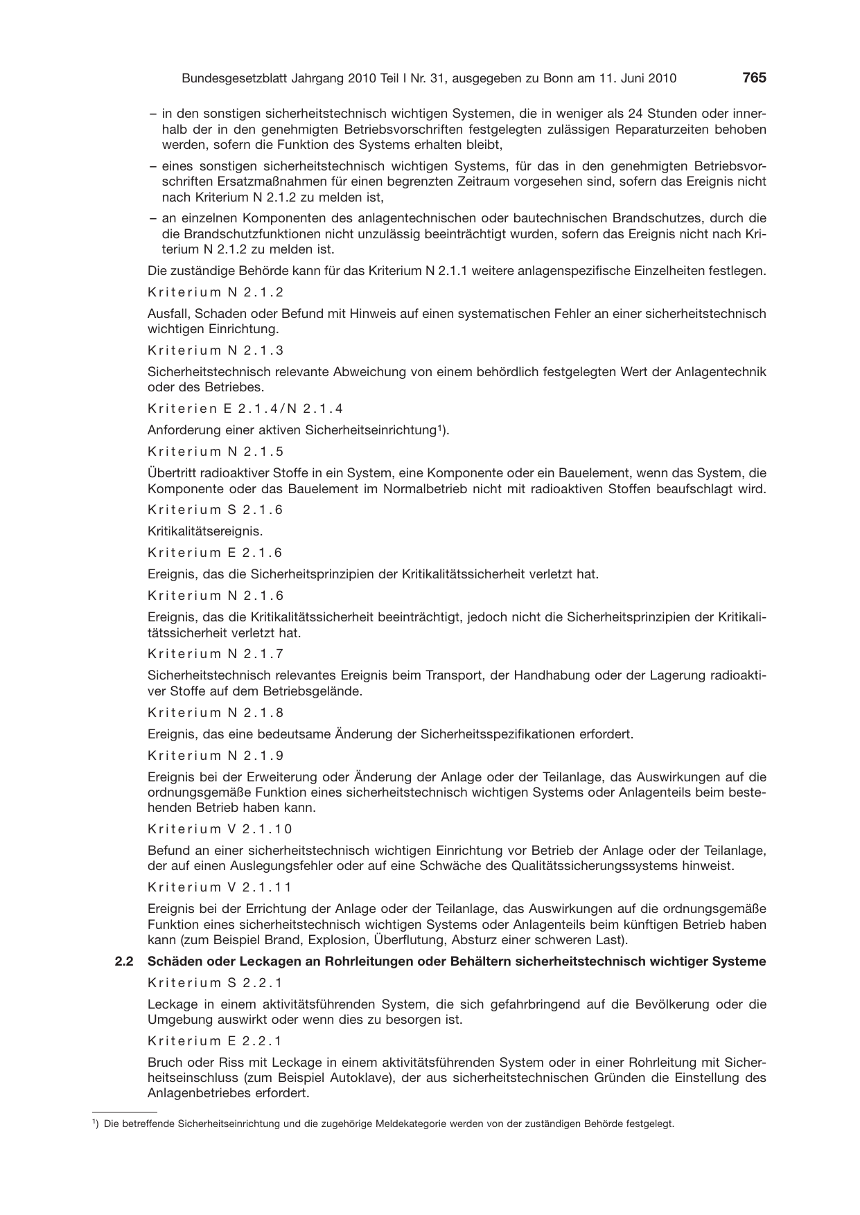 BGBl. 2010, Seite 765 — Originalseite als Abbildung