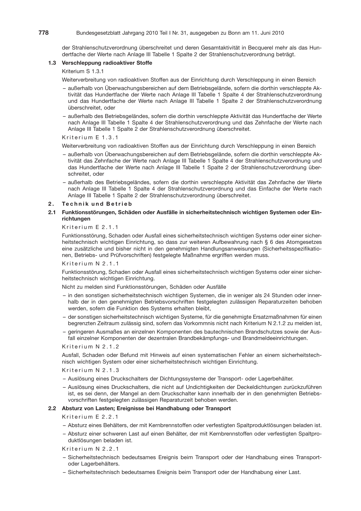 BGBl. 2010, Seite 778 — Originalseite als Abbildung