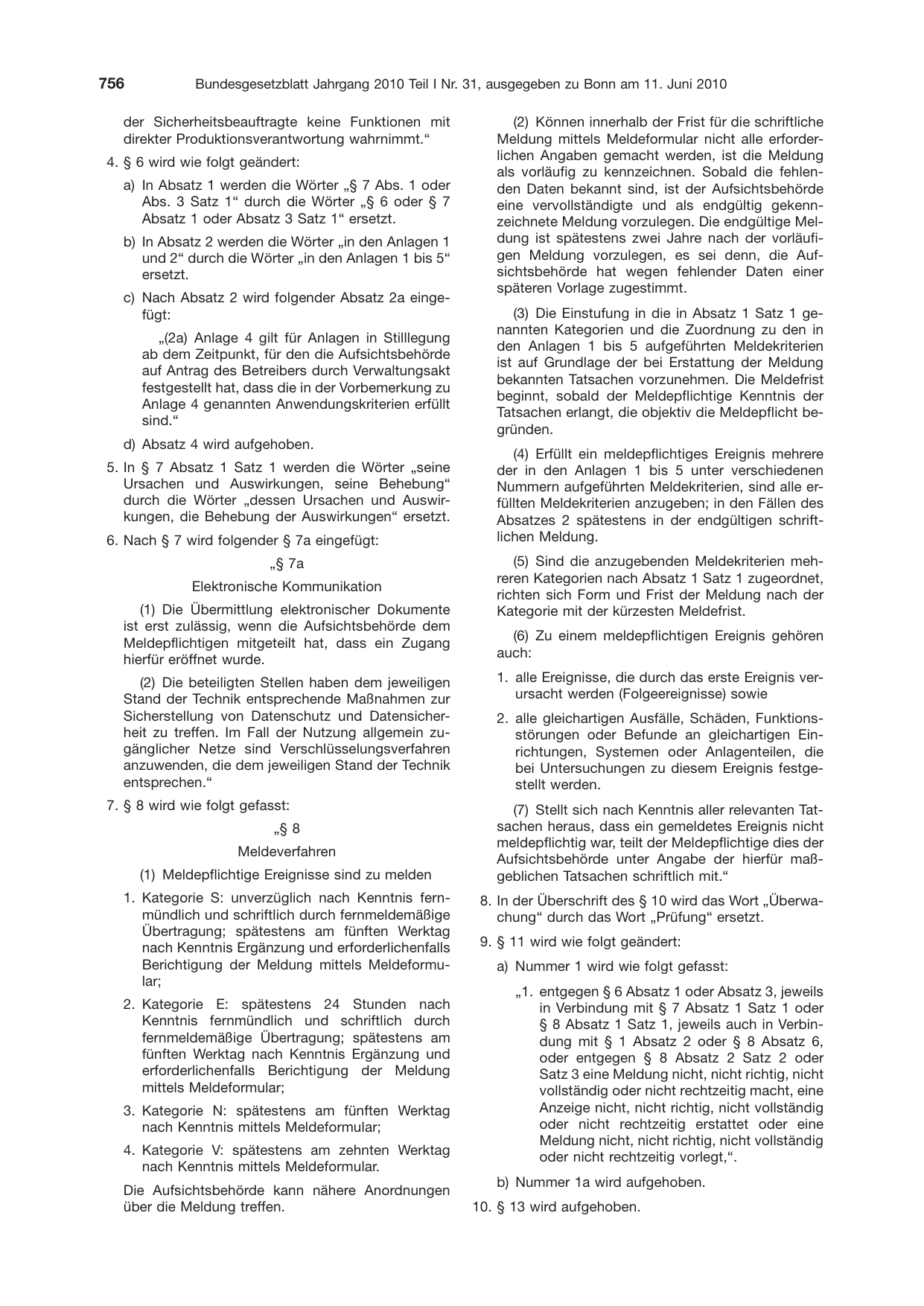 BGBl. 2010, Seite 756 — Originalseite als Abbildung