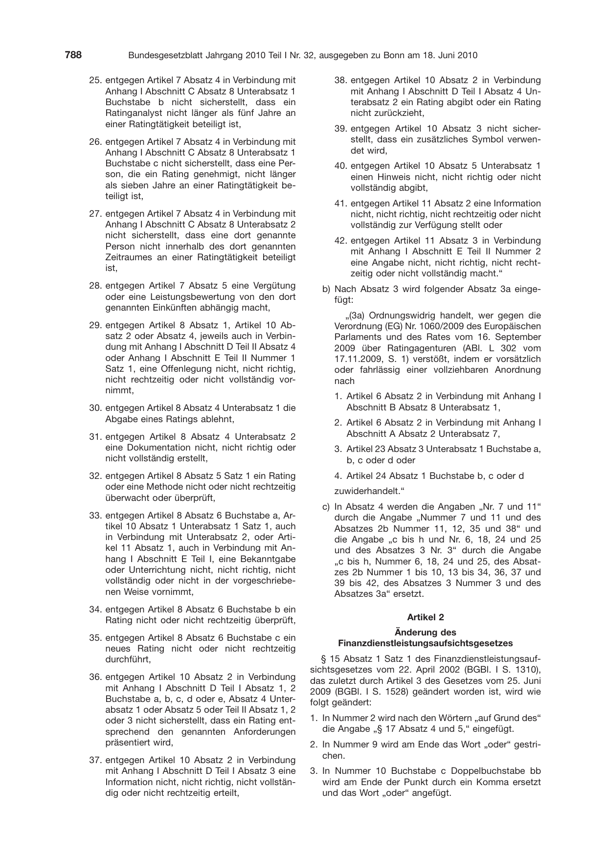 BGBl. 2010, Seite 788 — Originalseite als Abbildung