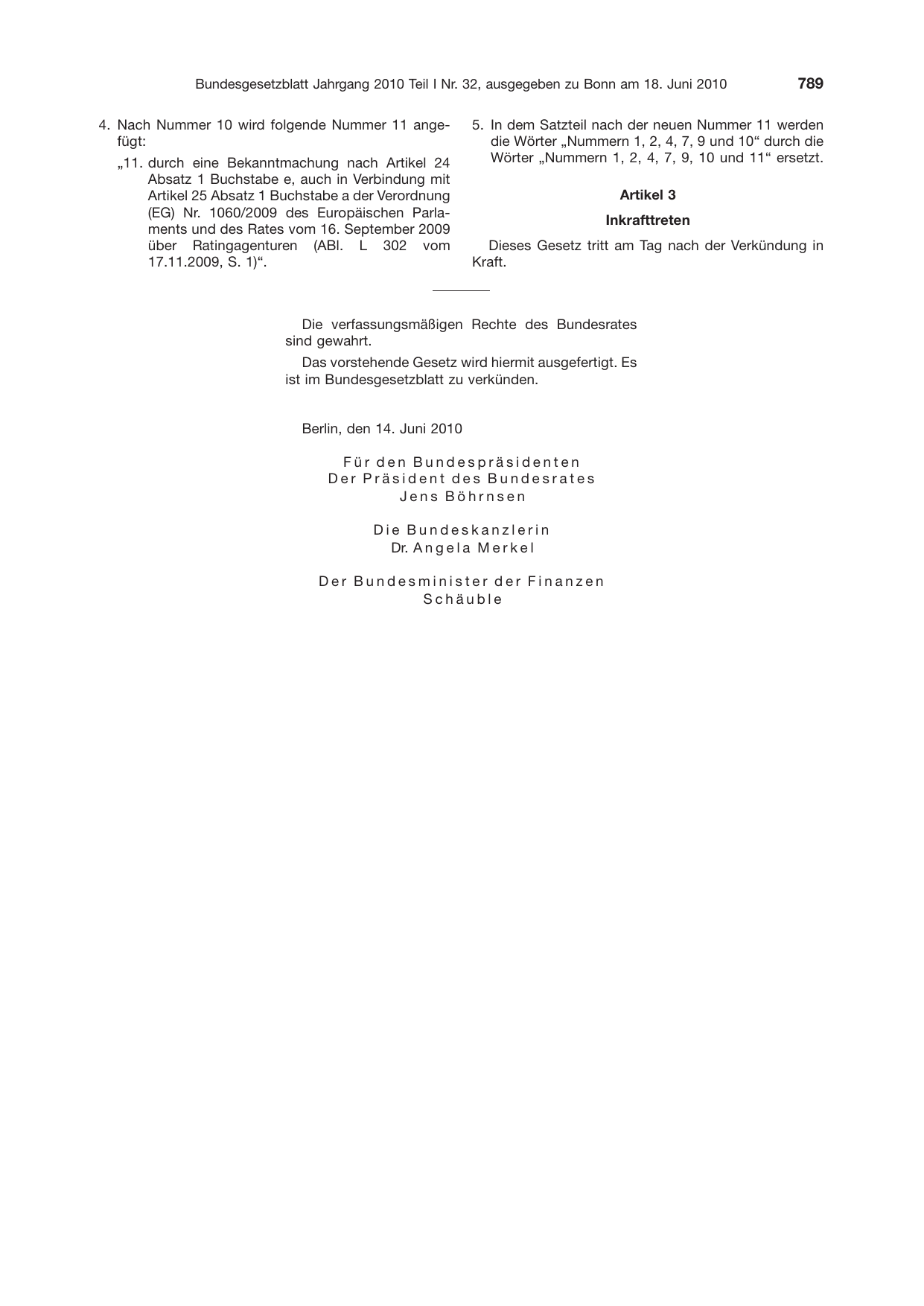 BGBl. 2010, Seite 789 — Originalseite als Abbildung