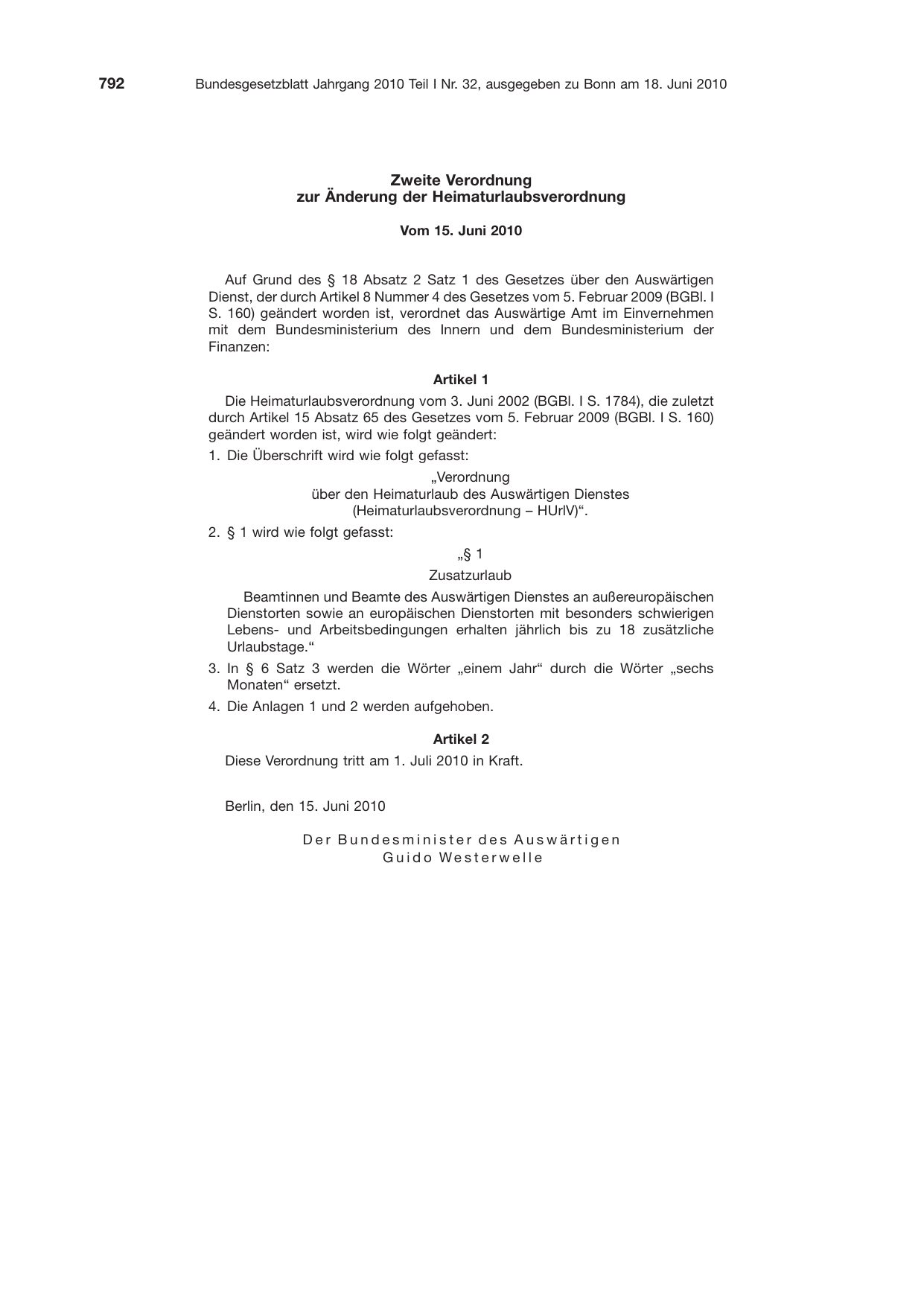 BGBl. 2010, Seite 792 — Originalseite als Abbildung