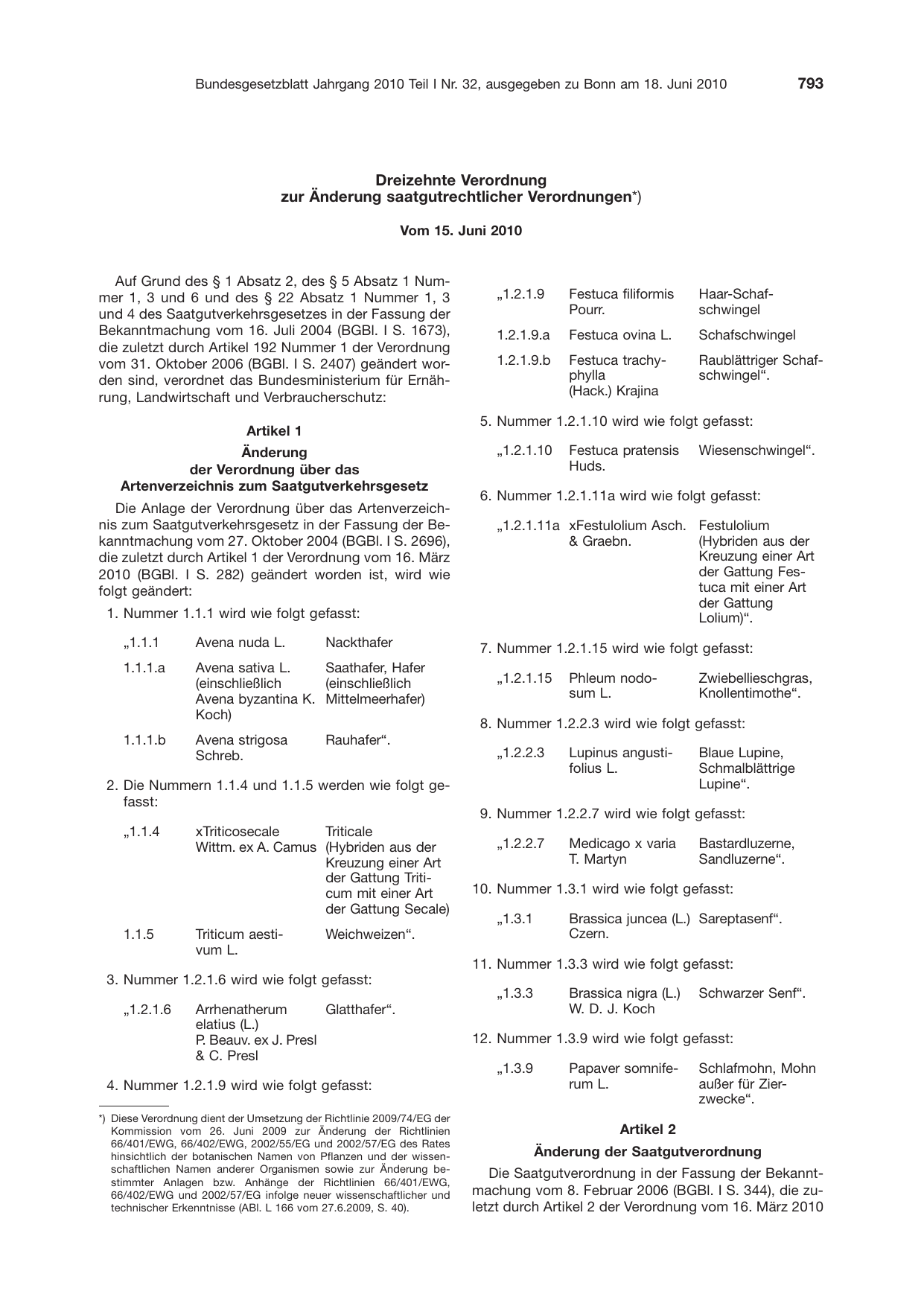 BGBl. 2010, Seite 793 — Originalseite als Abbildung