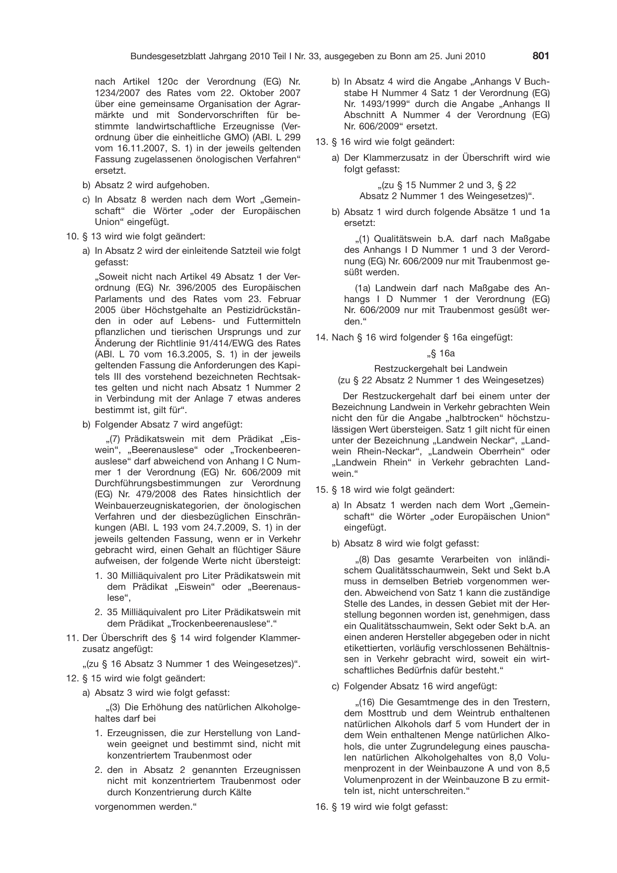 BGBl. 2010, Seite 801 — Originalseite als Abbildung