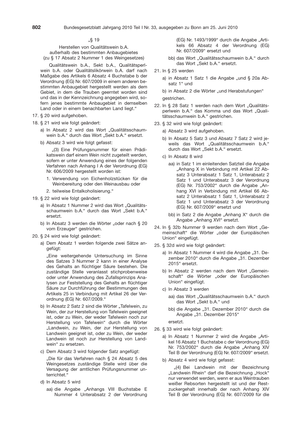 BGBl. 2010, Seite 802 — Originalseite als Abbildung