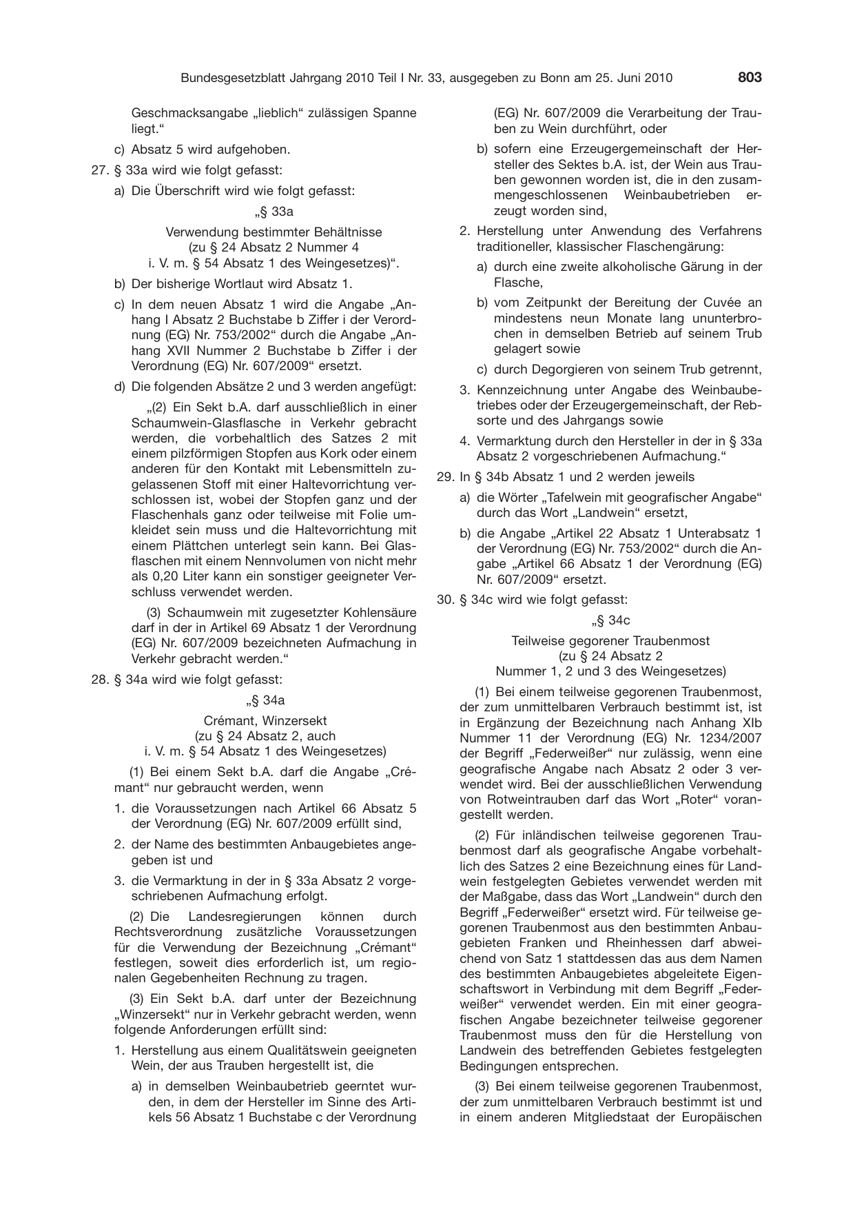 BGBl. 2010, Seite 803 — Originalseite als Abbildung