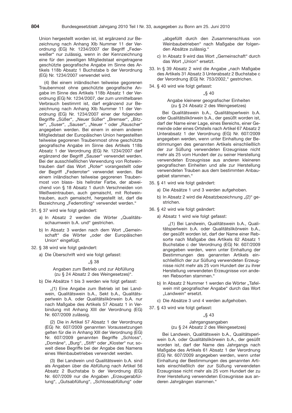 BGBl. 2010, Seite 804 — Originalseite als Abbildung