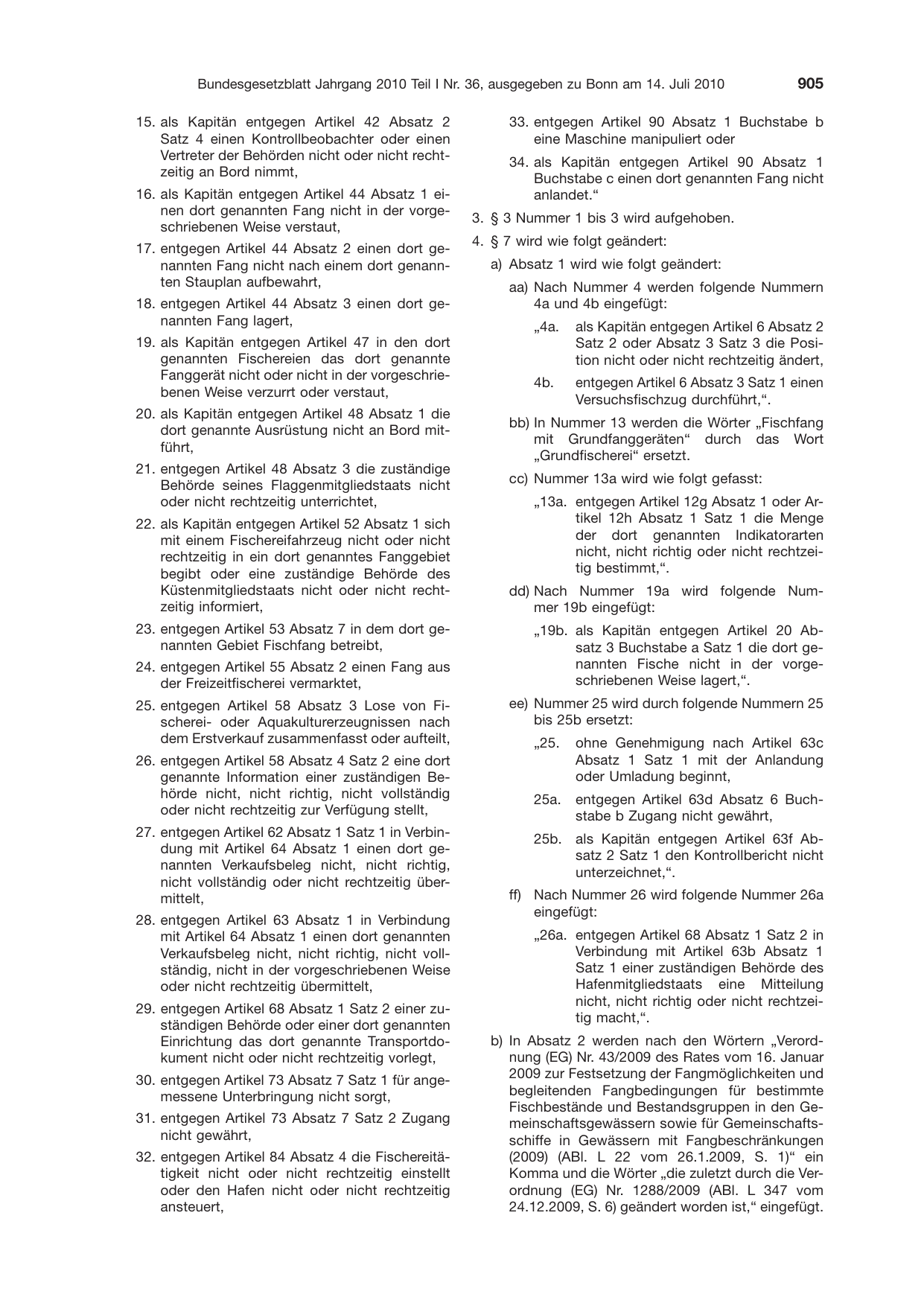 BGBl. 2010, Seite 905 — Originalseite als Abbildung