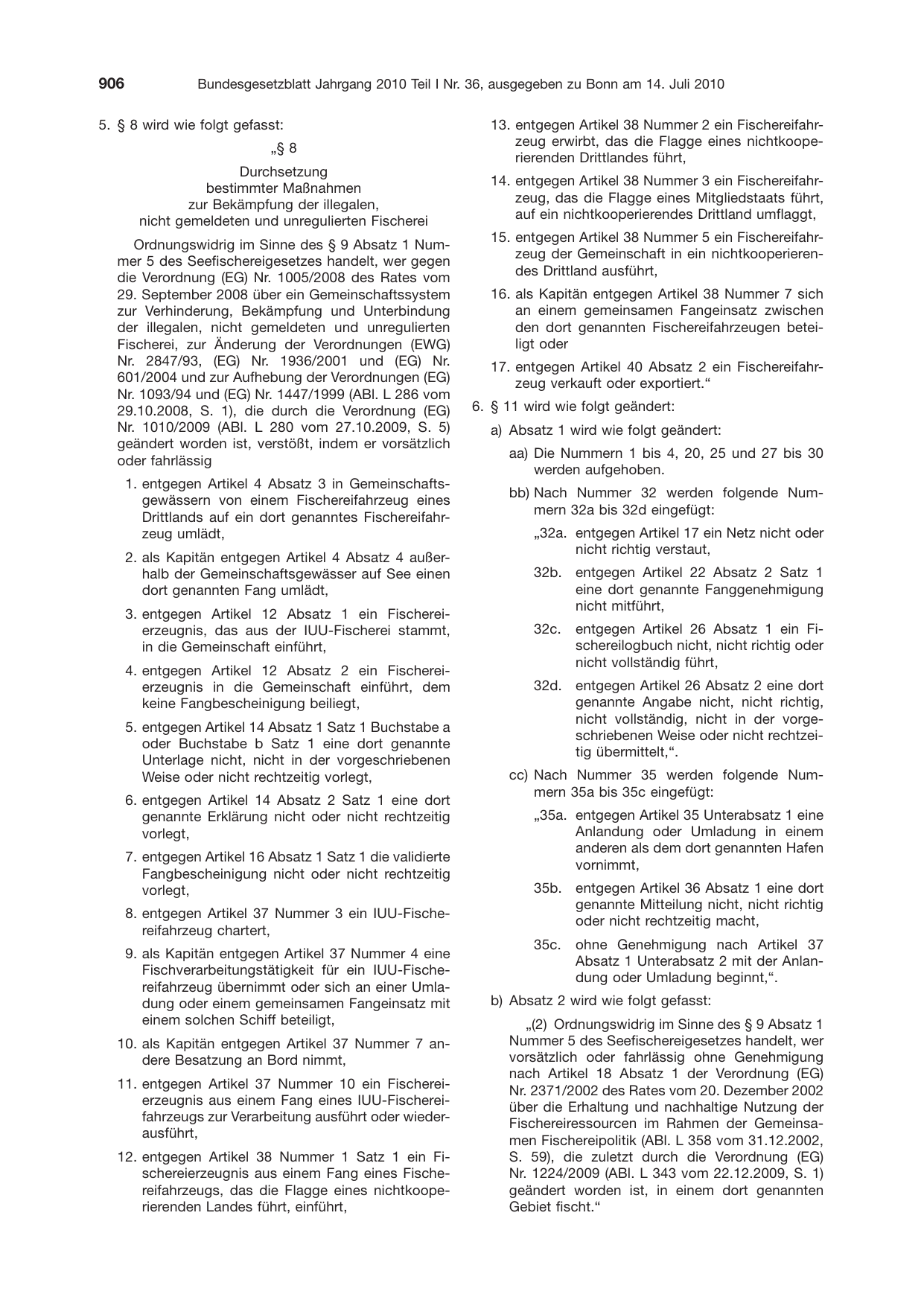 BGBl. 2010, Seite 906 — Originalseite als Abbildung