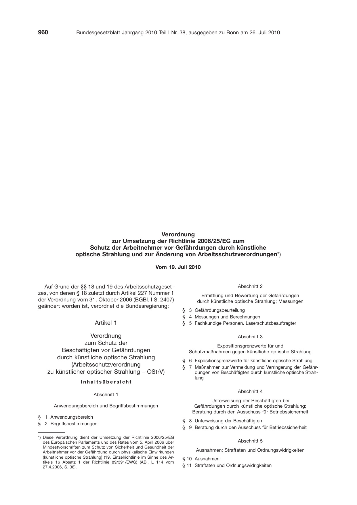 BGBl. 2010, Seite 960 — Originalseite als Abbildung