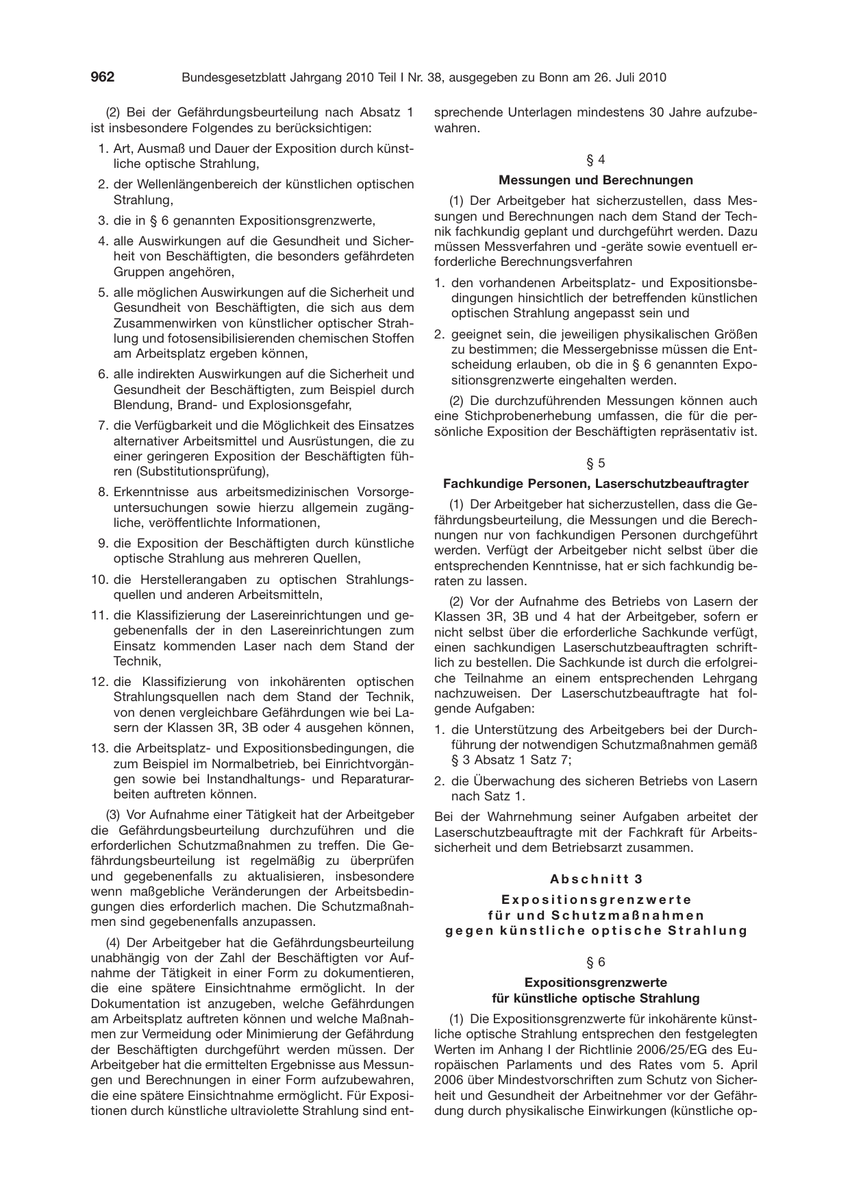 BGBl. 2010, Seite 962 — Originalseite als Abbildung