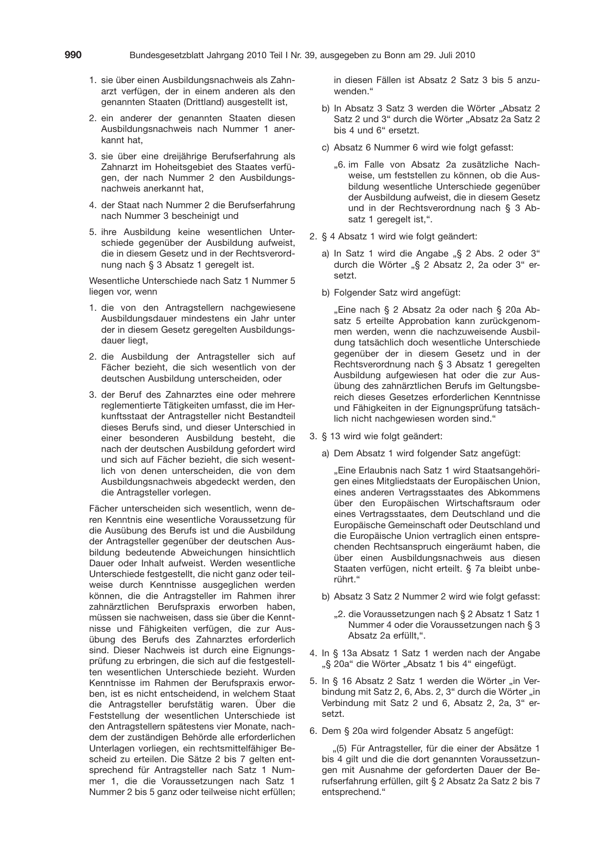 BGBl. 2010, Seite 990 — Originalseite als Abbildung