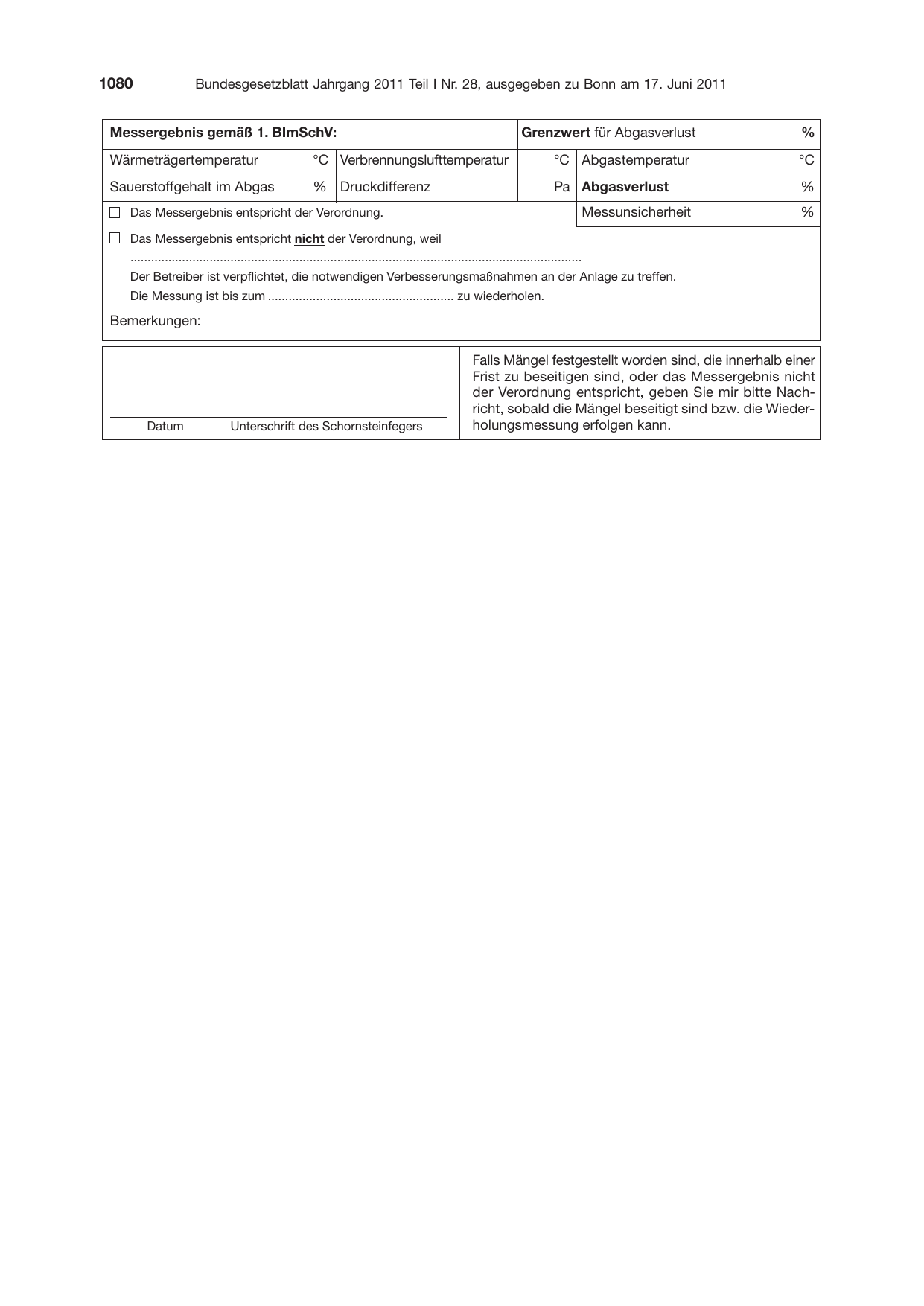 BGBl. 2011, Seite 1080 — Originalseite als Abbildung