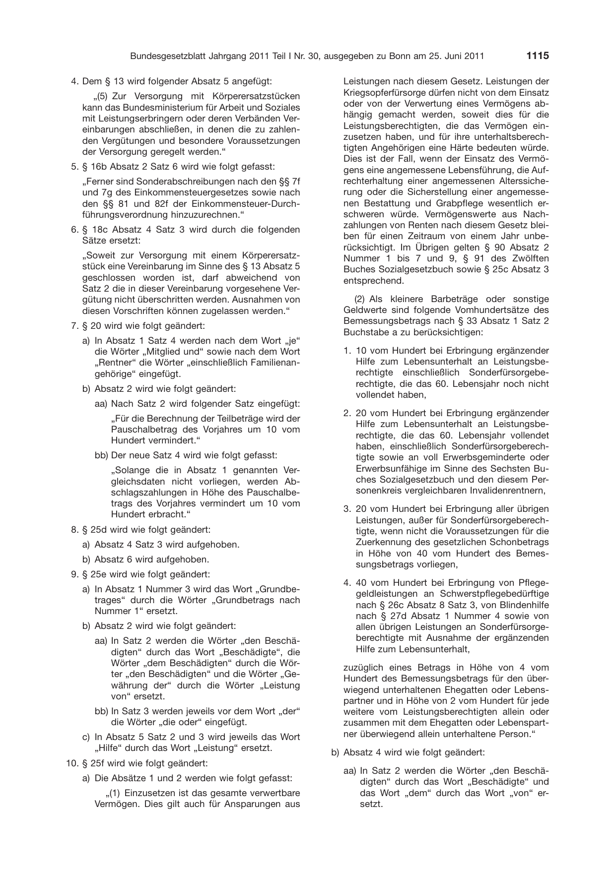 BGBl. 2011, Seite 1115 — Originalseite als Abbildung