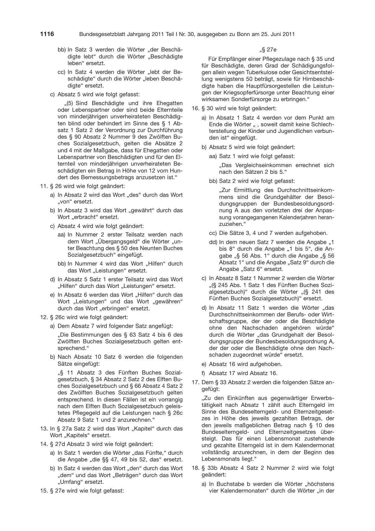 BGBl. 2011, Seite 1116 — Originalseite als Abbildung