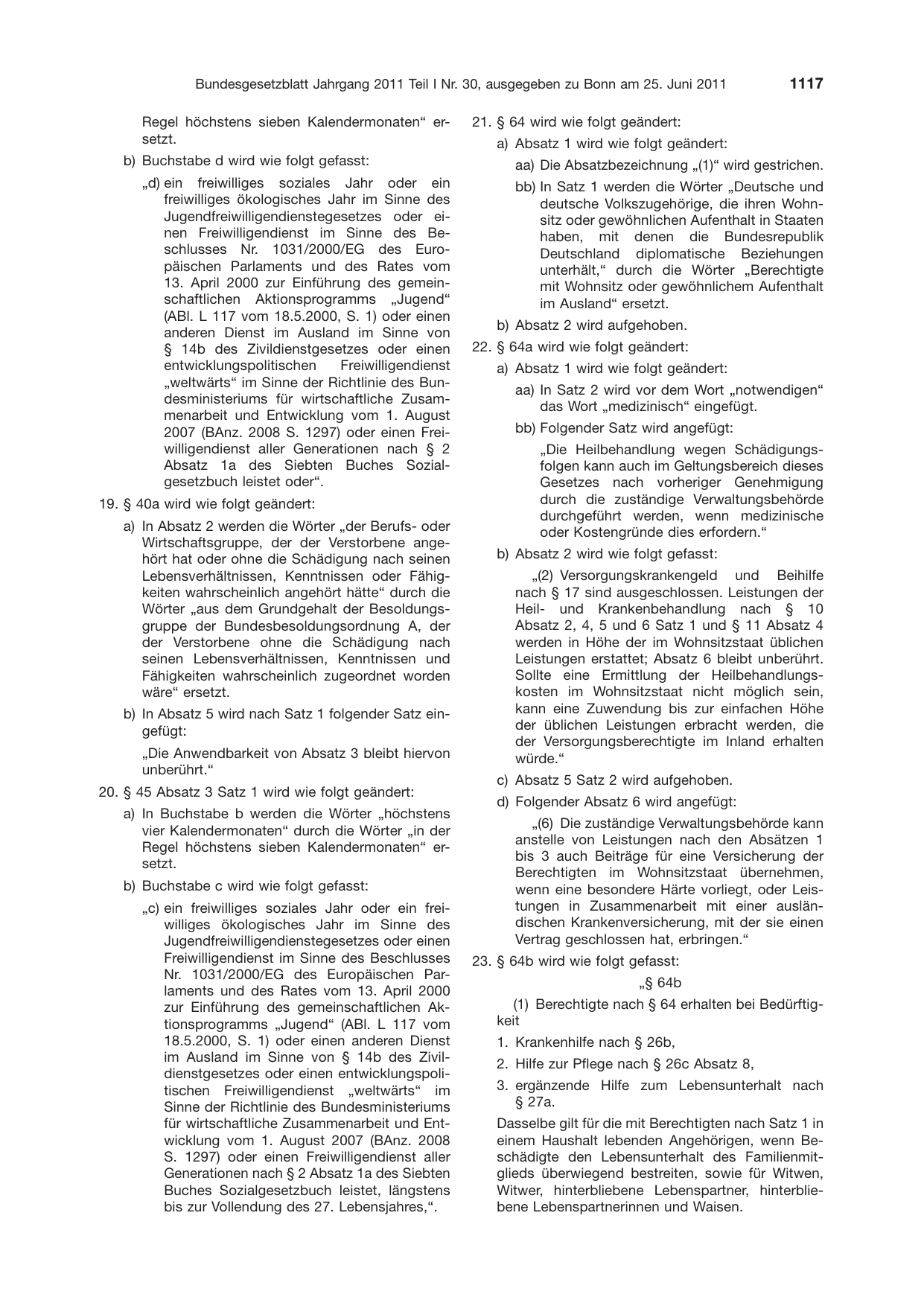 BGBl. 2011, Seite 1117 — Originalseite als Abbildung