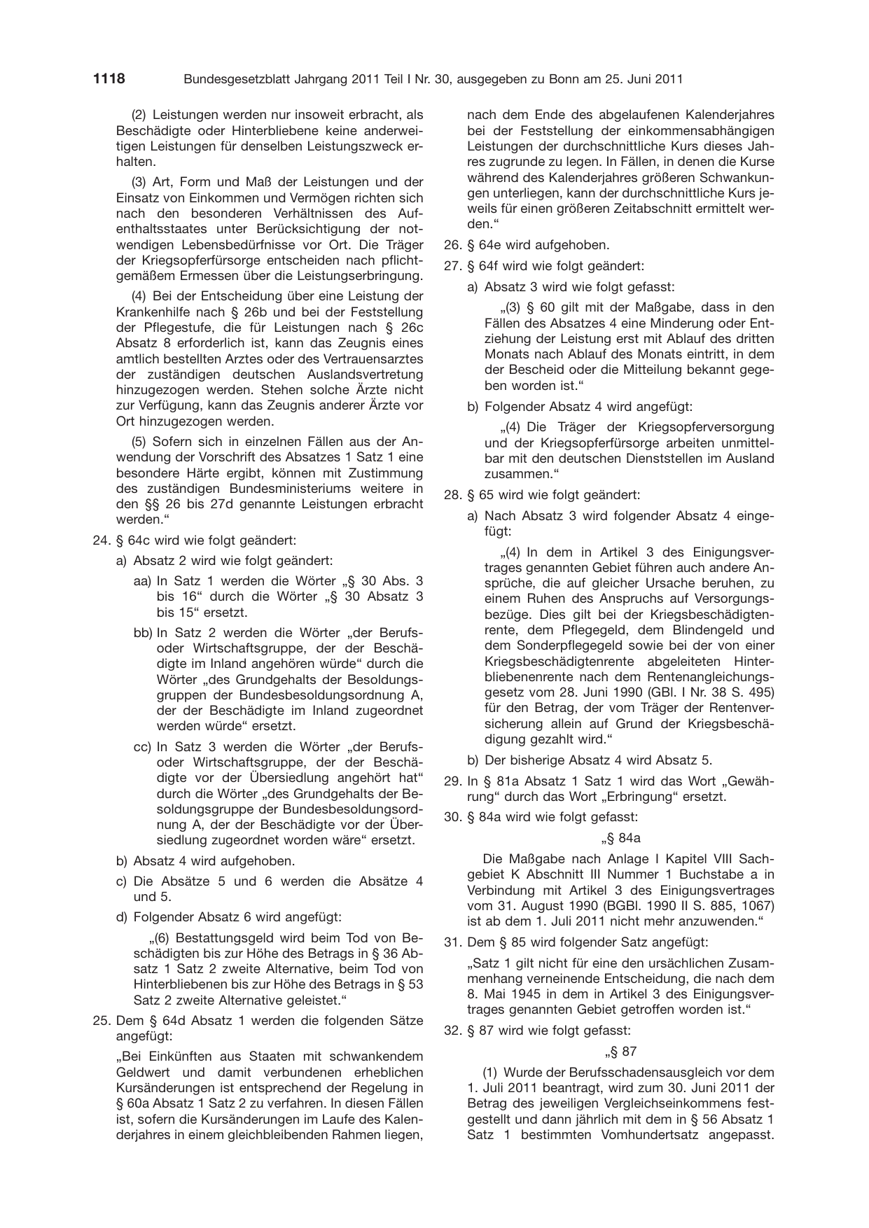 BGBl. 2011, Seite 1118 — Originalseite als Abbildung